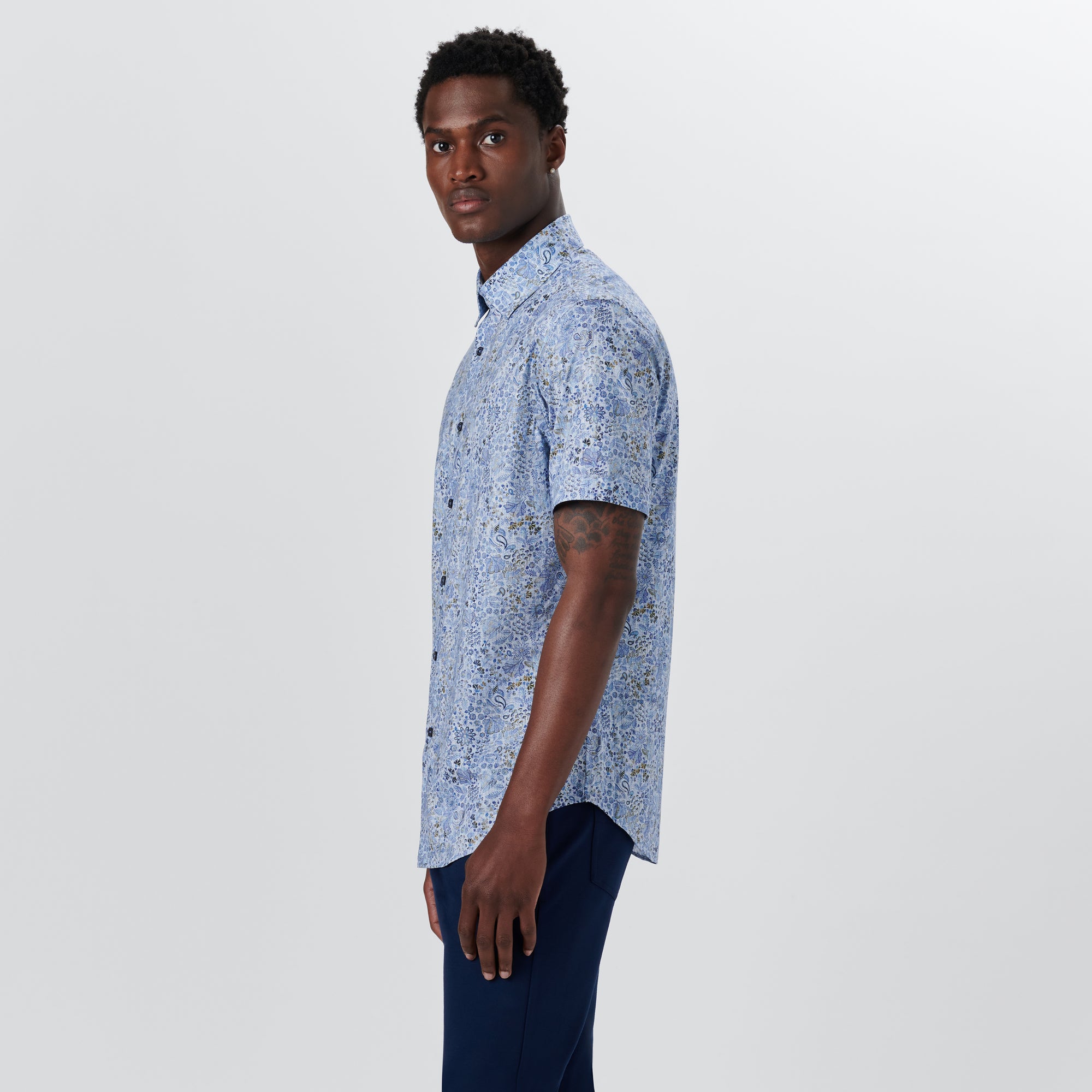 MILES Floral Print OoohCotton Short Sleeve Shirt