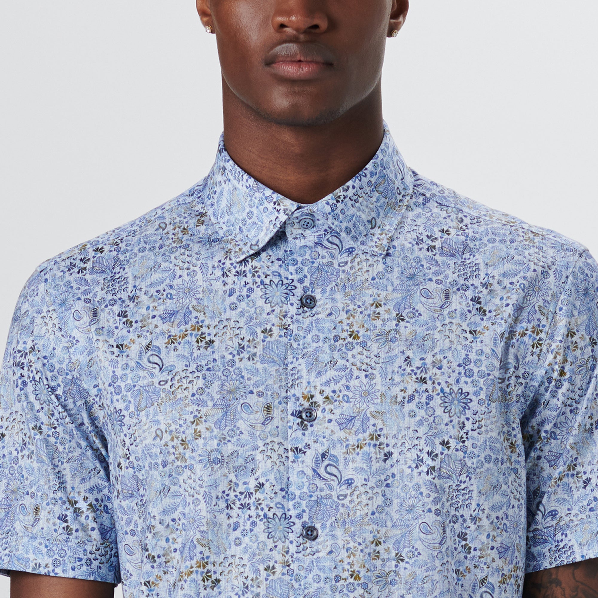 MILES Floral Print OoohCotton Short Sleeve Shirt