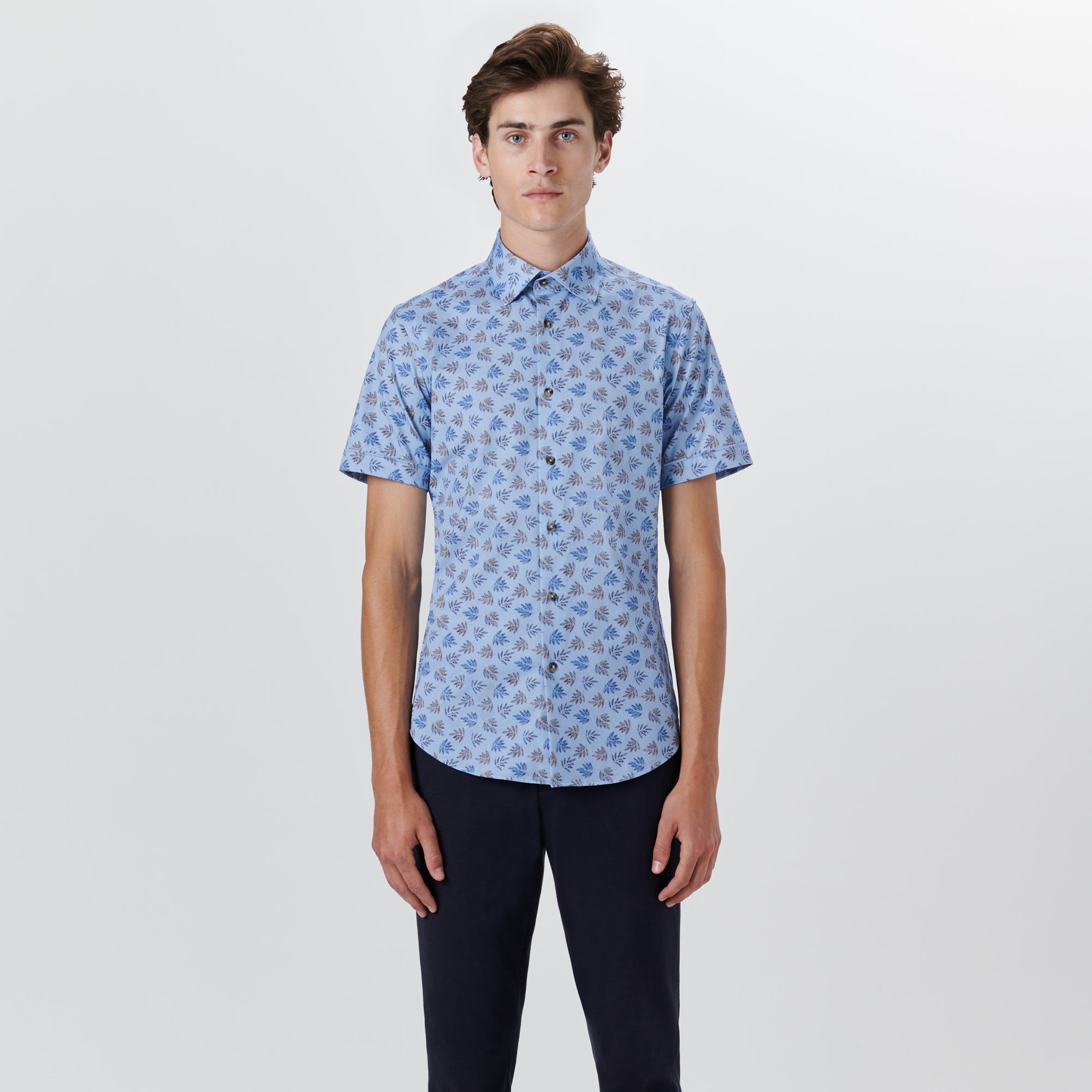 MILES Leaf Print OoohCotton Short Sleeve Shirt