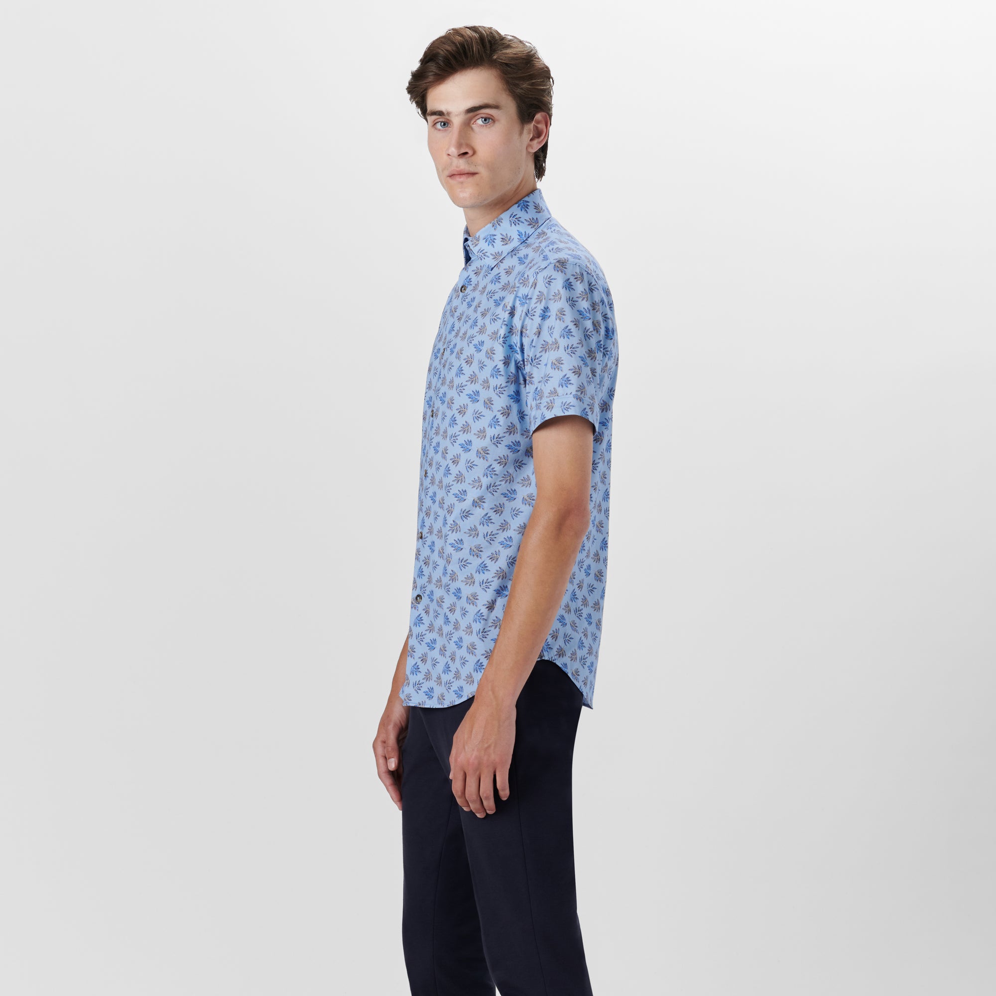 MILES Leaf Print OoohCotton Short Sleeve Shirt
