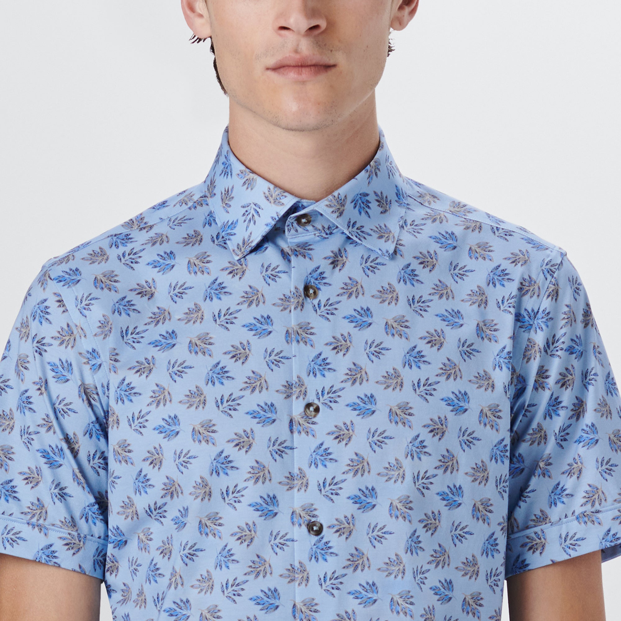 MILES Leaf Print OoohCotton Short Sleeve Shirt