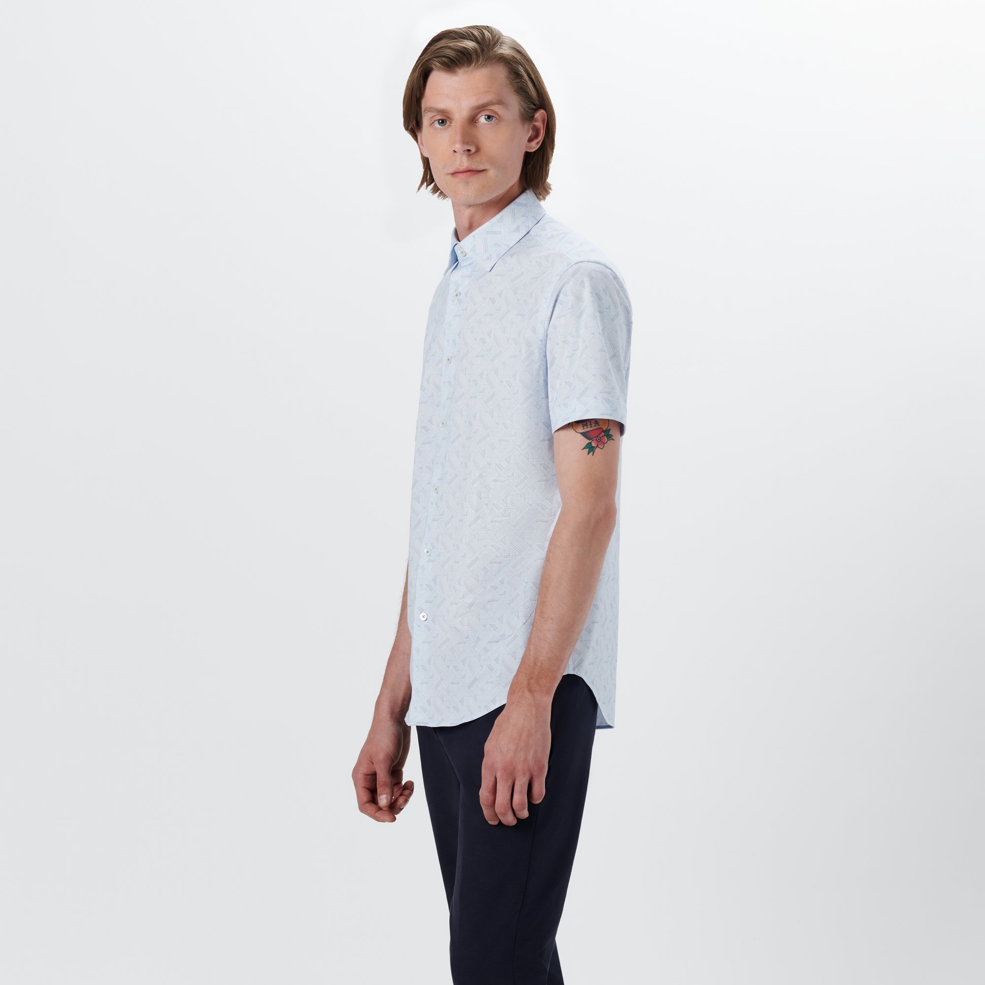 MILES Basketweave Check OoohCotton Short Sleeve Shirt