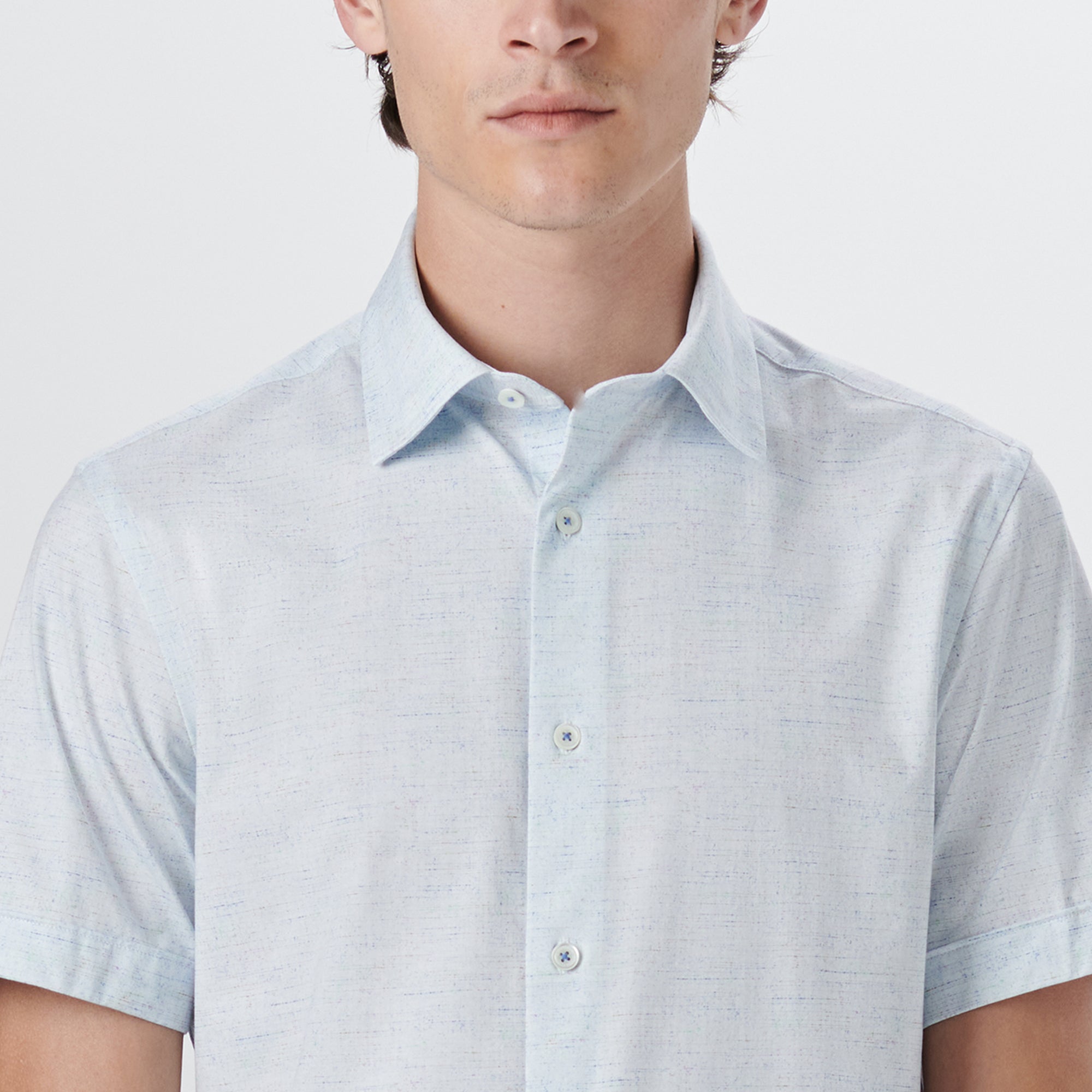 MILES Striated OoohCotton Short Sleeve Shirt