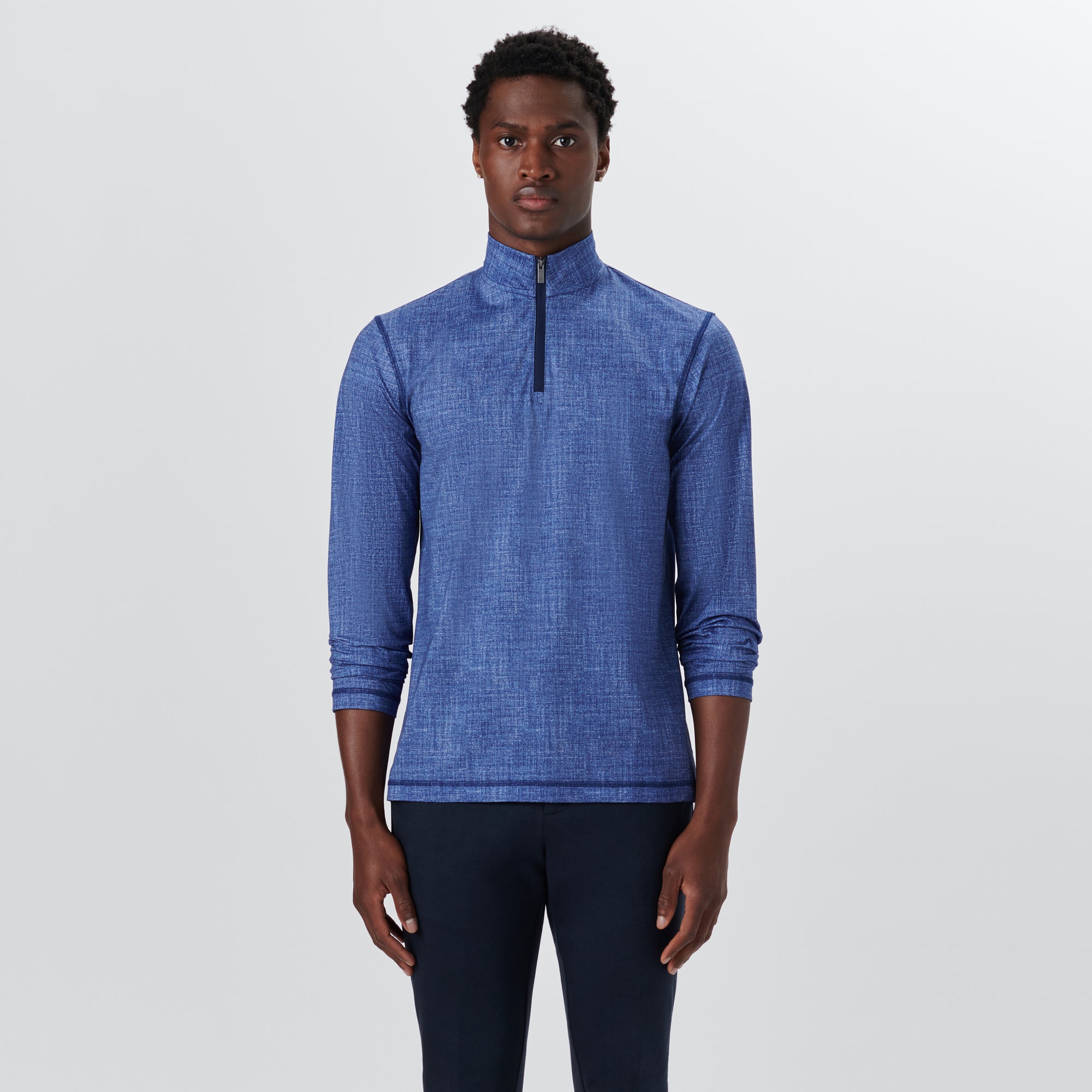 ANTHONY Chambray Print OoohCotton Quarter Zip Pullover