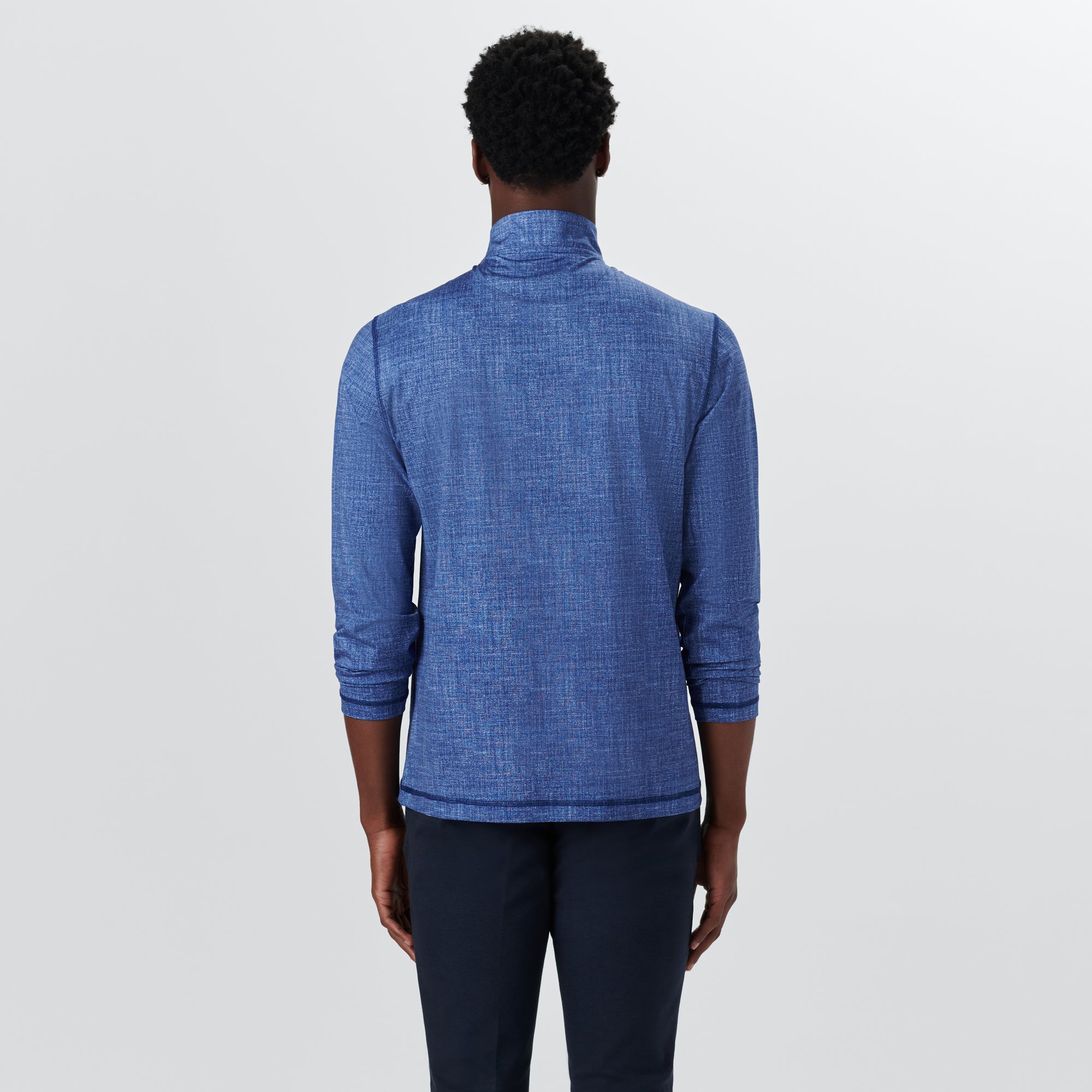 ANTHONY Chambray Print OoohCotton Quarter Zip Pullover