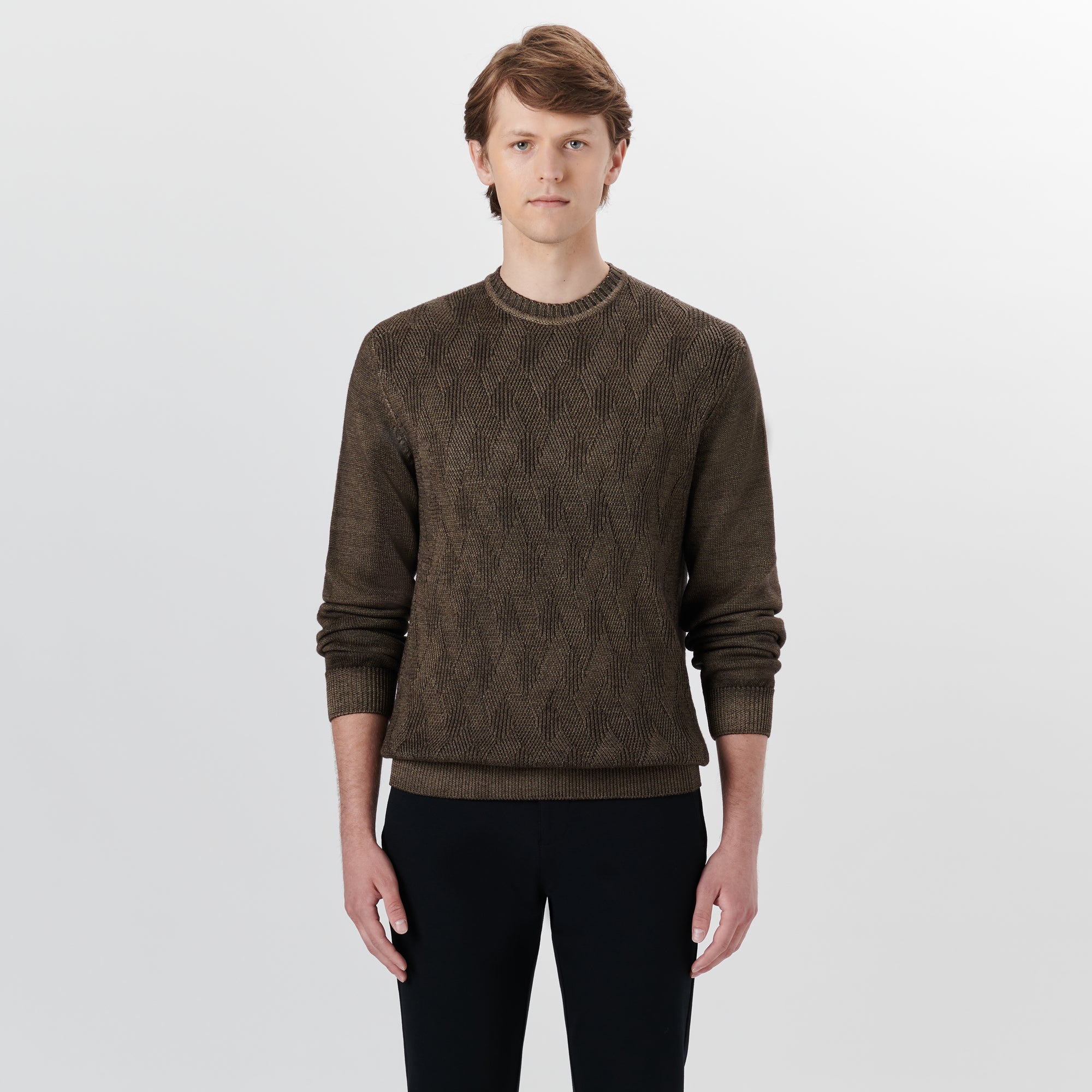 Super Merino Crew Neck Diamond Cable Sweater