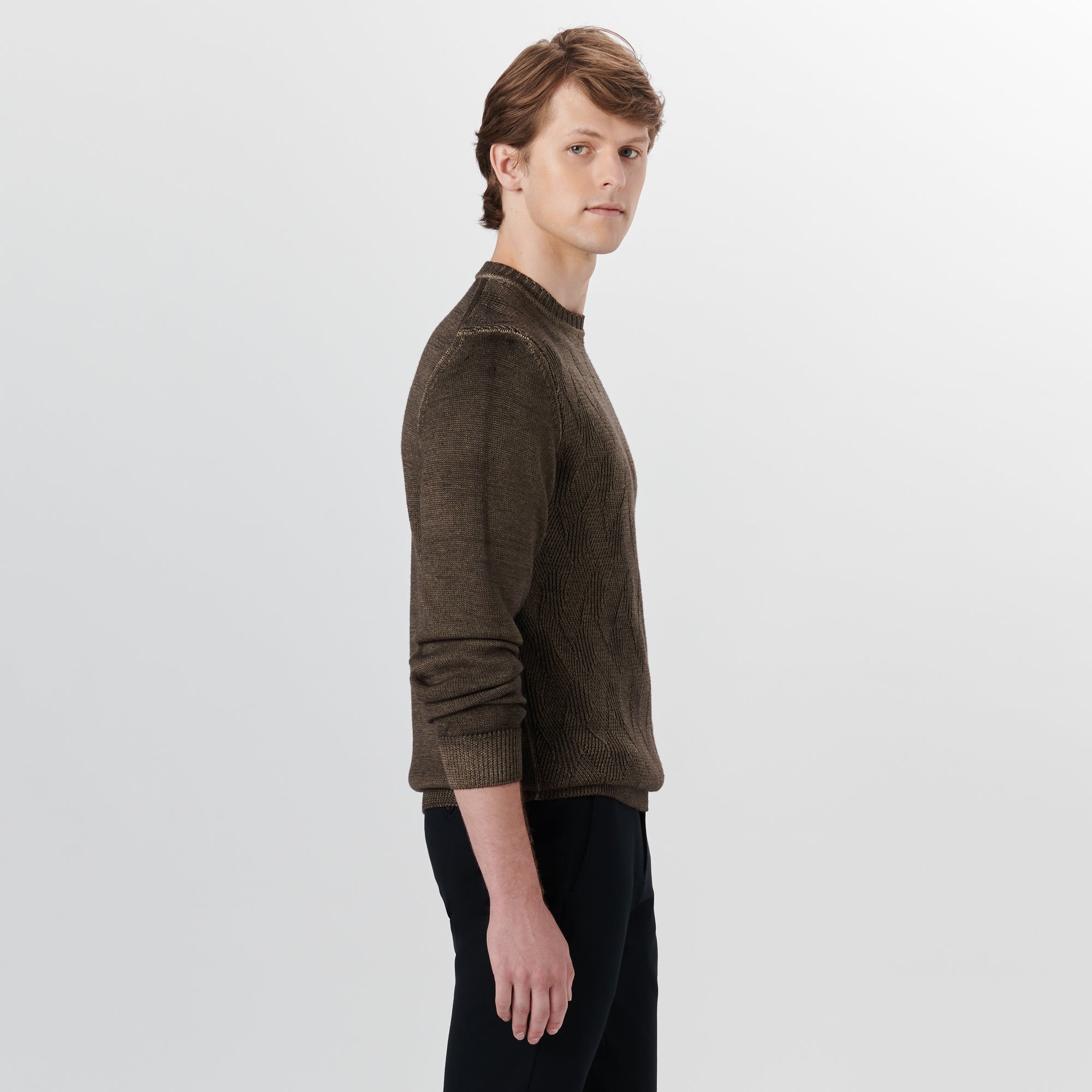 Super Merino Crew Neck Diamond Cable Sweater