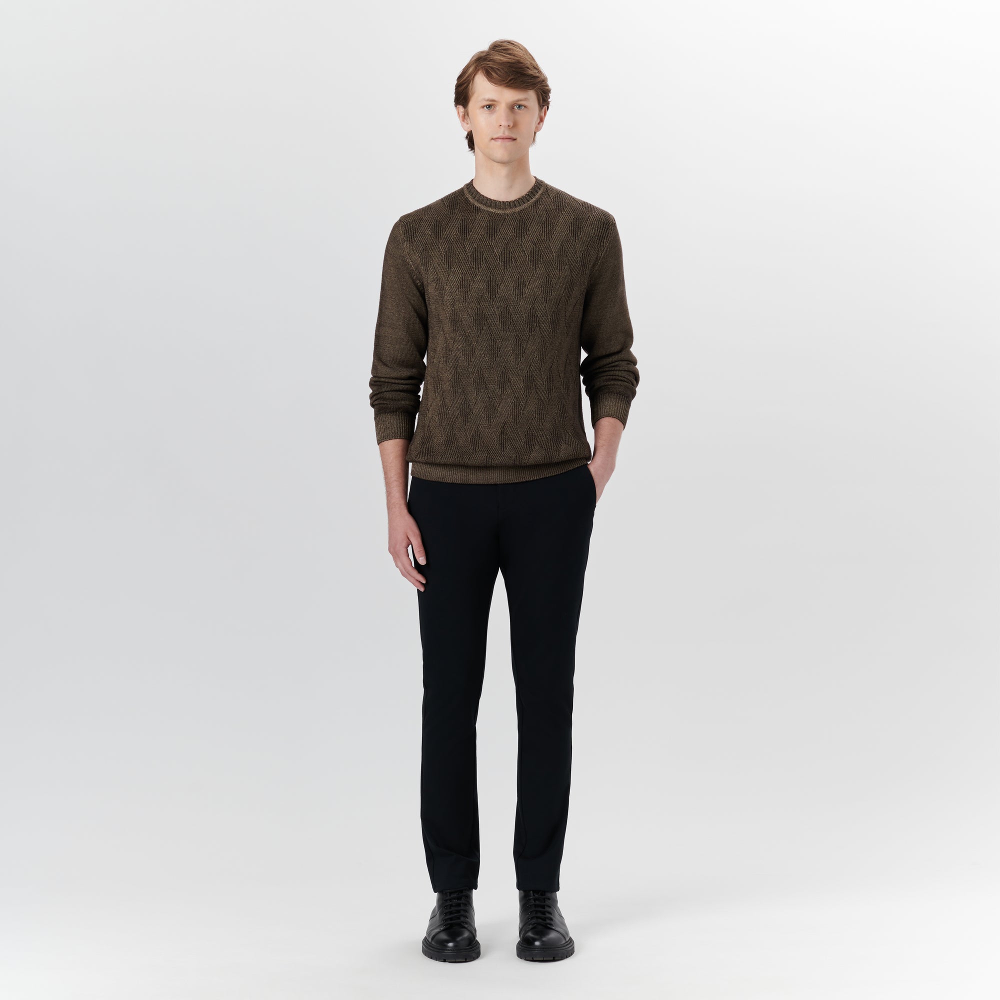 Super Merino Crew Neck Diamond Cable Sweater