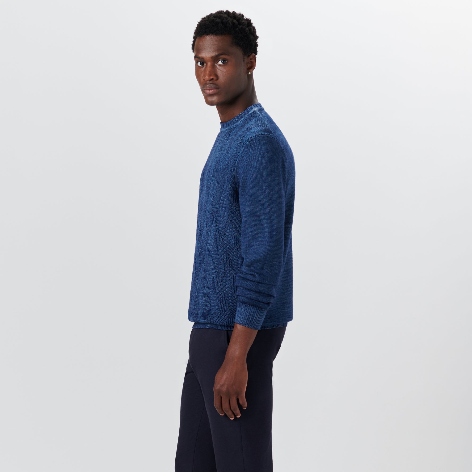 Super Merino Crew Neck Diamond Cable Sweater