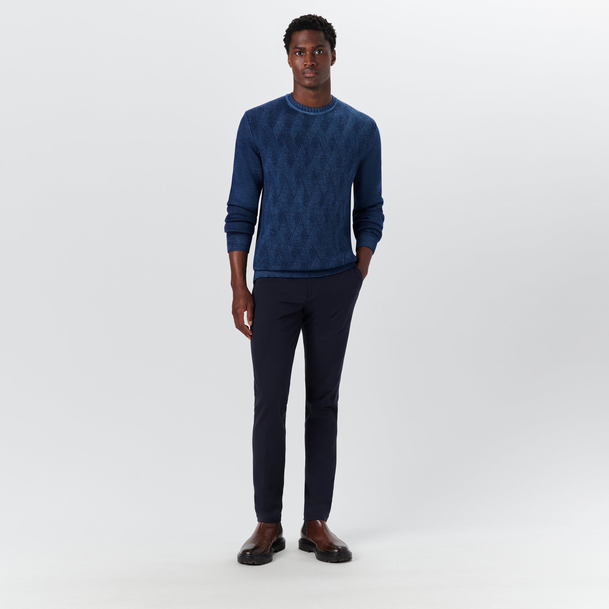 Super Merino Crew Neck Diamond Cable Sweater