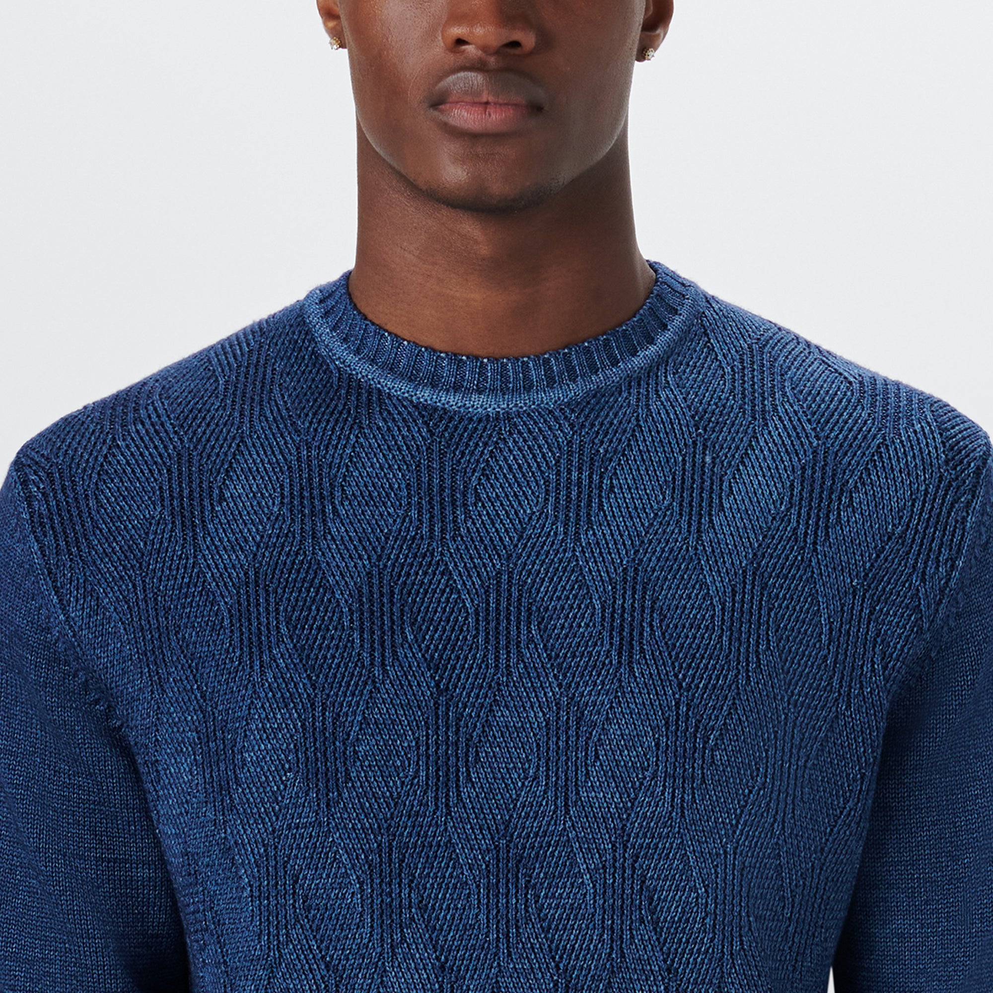 Super Merino Crew Neck Diamond Cable Sweater