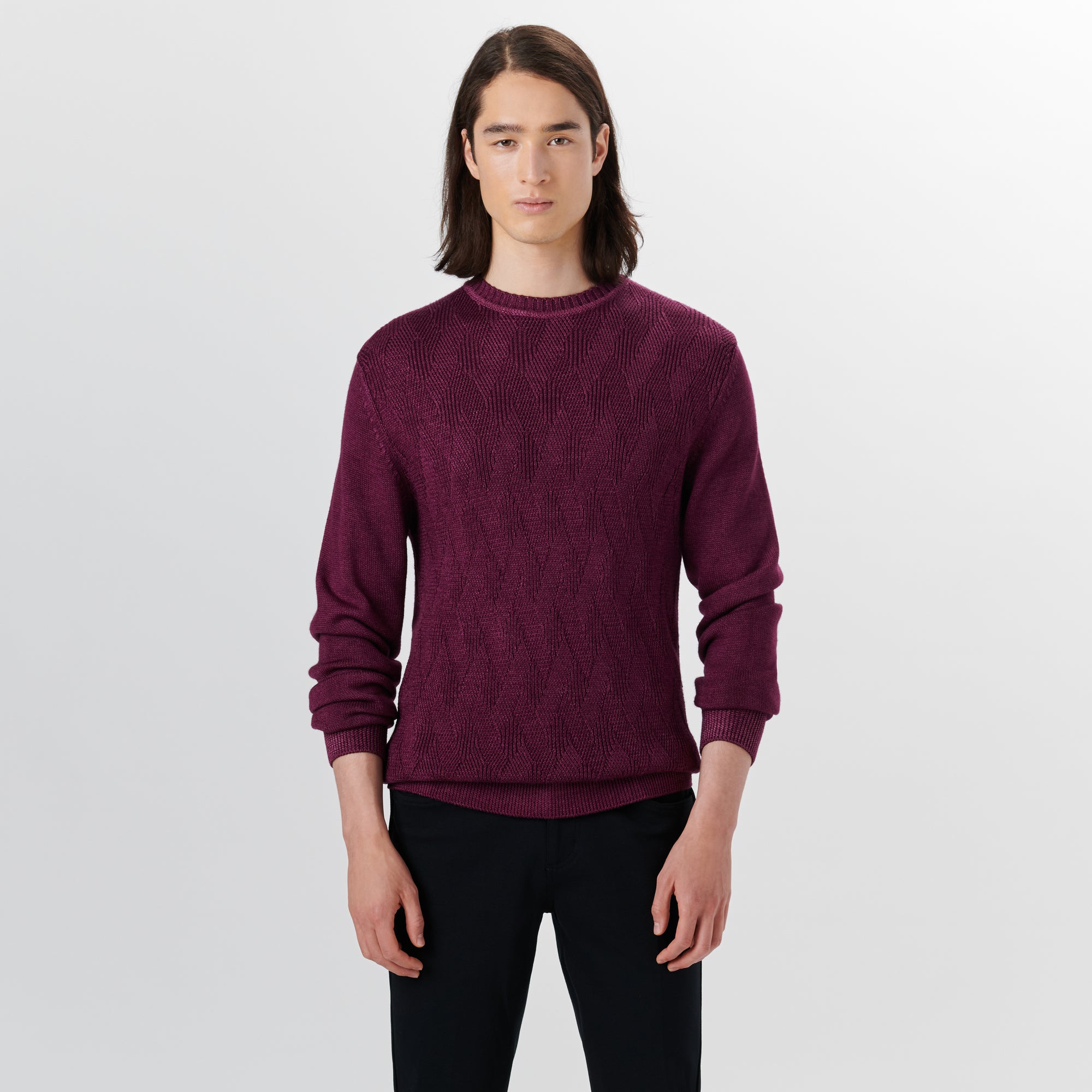 Super Merino Crew Neck Diamond Cable Sweater