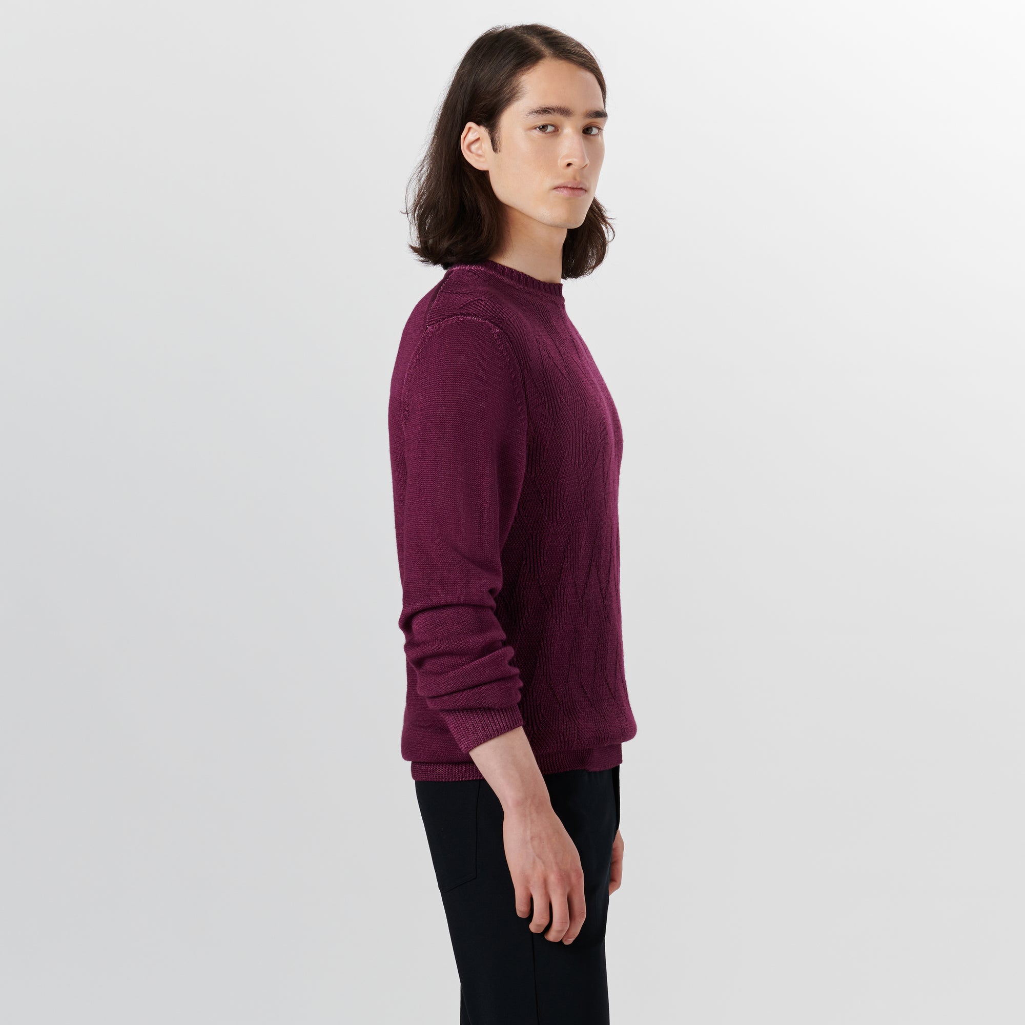 Super Merino Crew Neck Diamond Cable Sweater