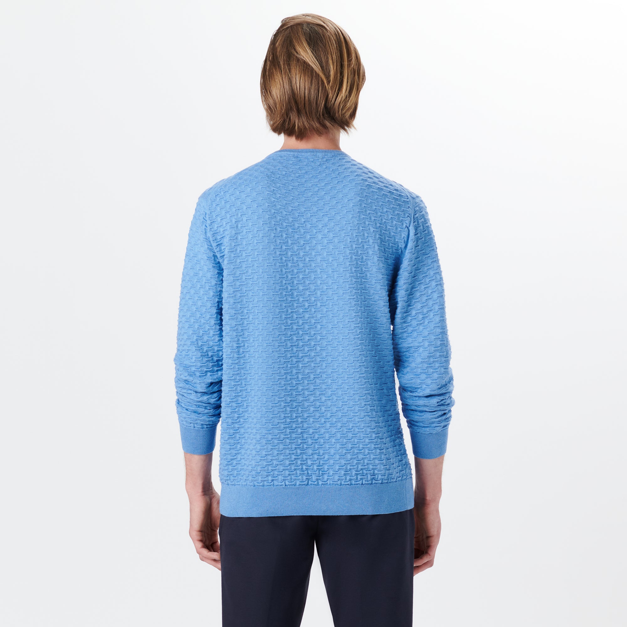 Crew Neck Jacquard Wave Sweater