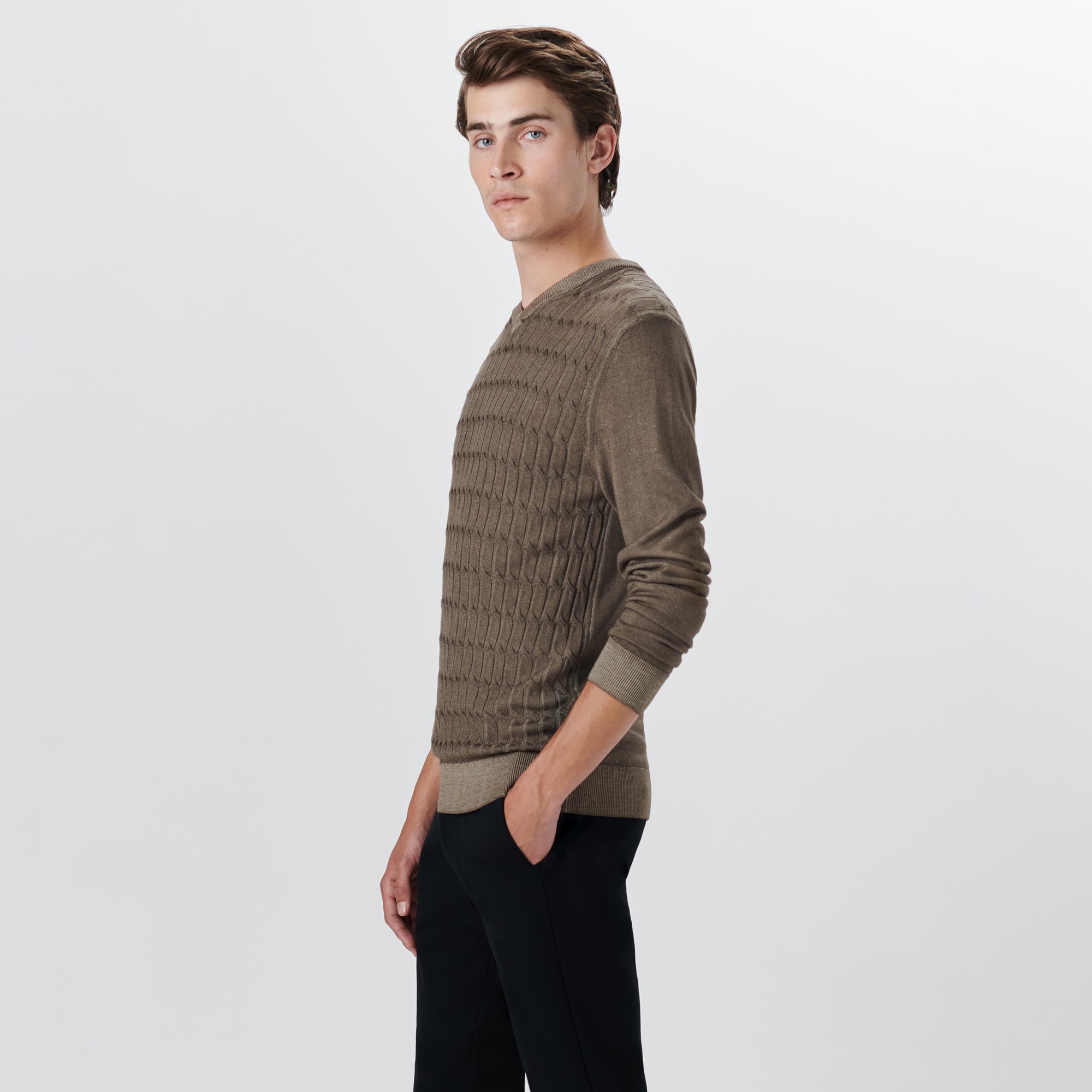 Super Merino V-Neck Cable Sweater