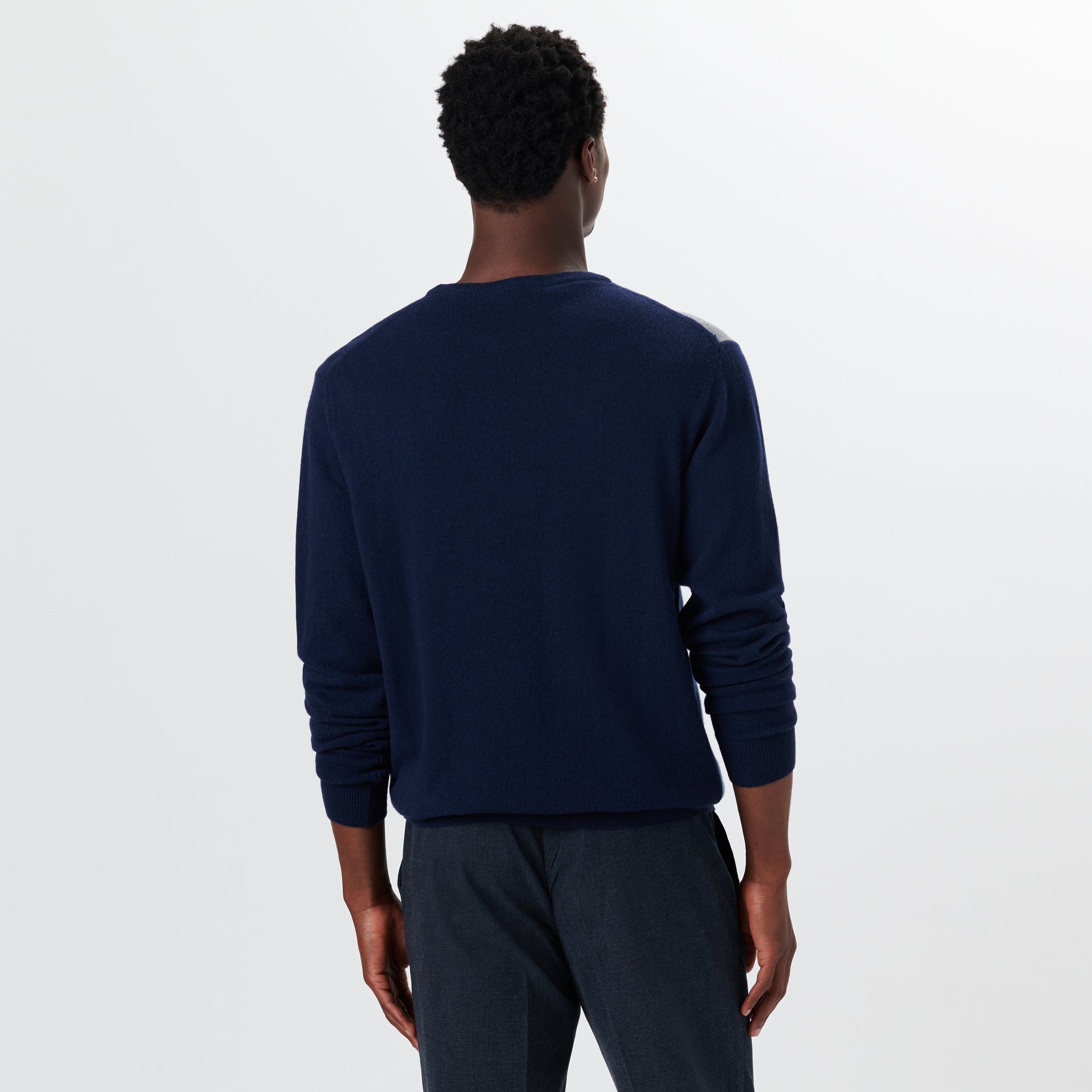 Crew Neck Patchwork Intarsia Sweater