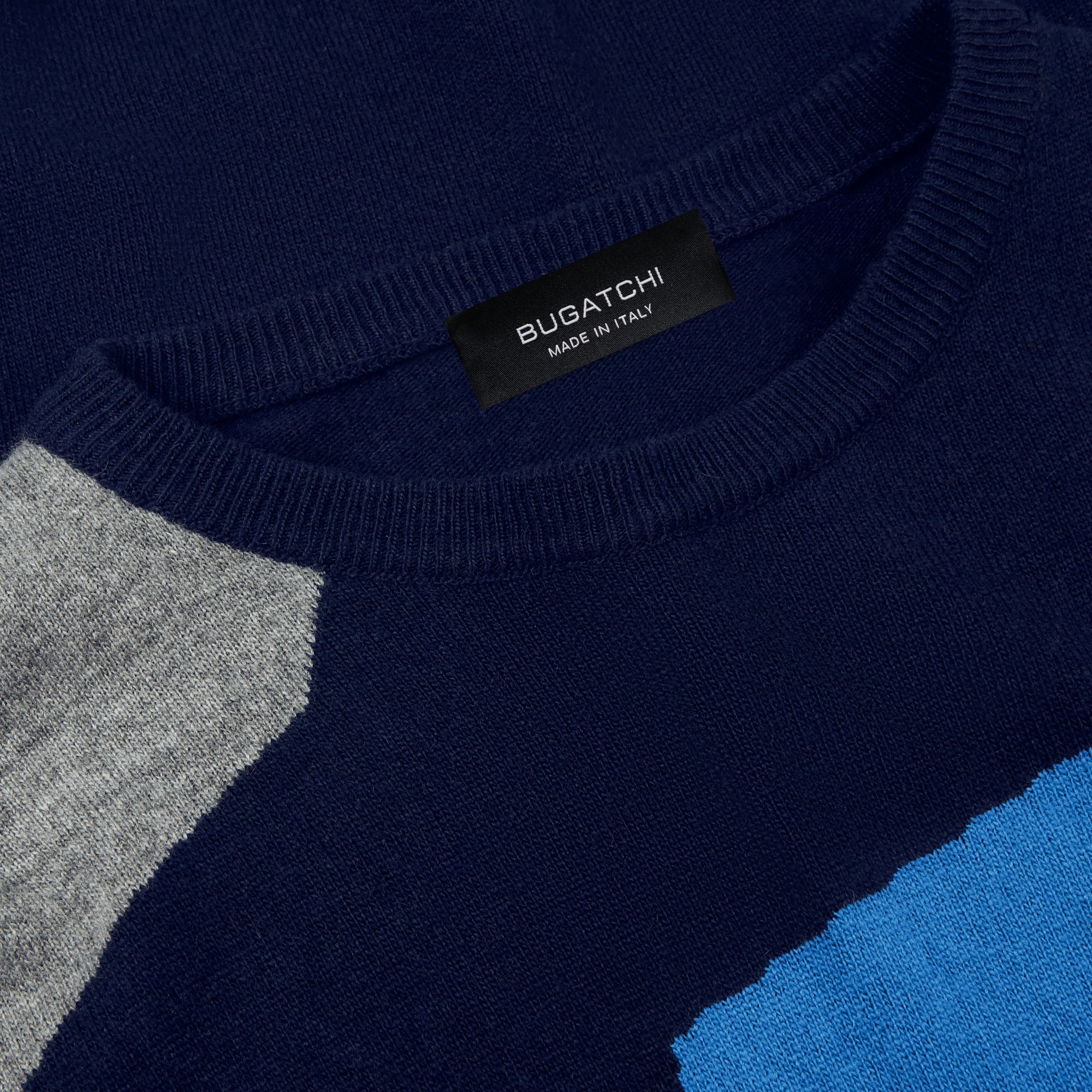 Crew Neck Patchwork Intarsia Sweater