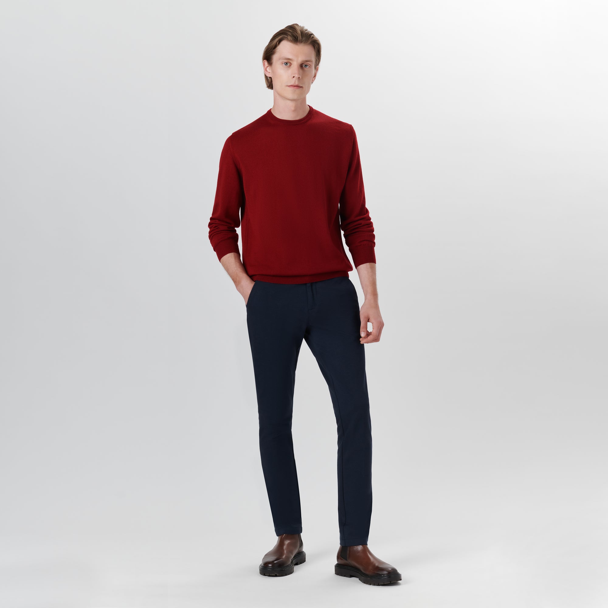Super Merino Crew Neck Solid Sweater