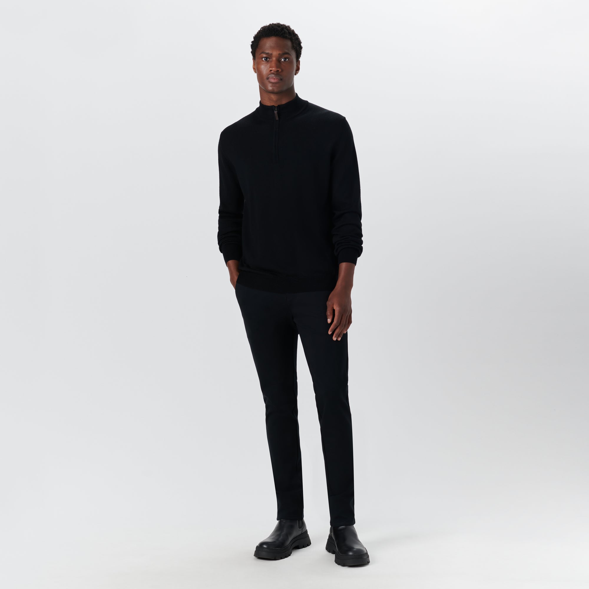 Super Merino Solid Quarter Zip Sweater