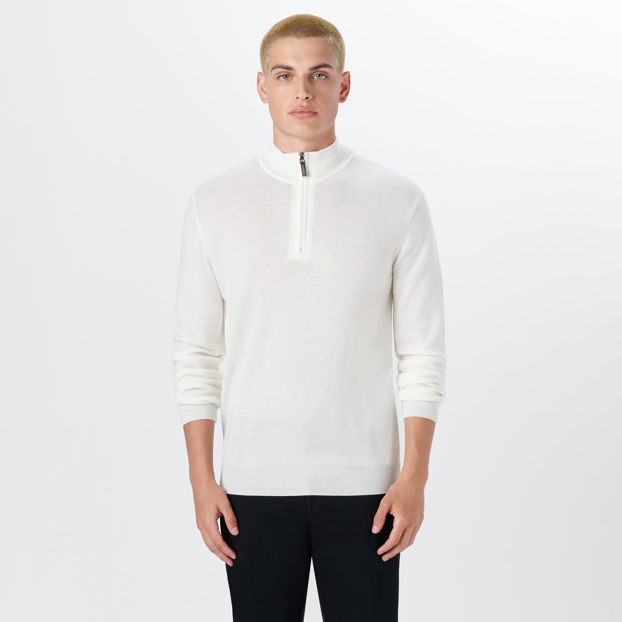 Super Merino Solid Quarter Zip Sweater