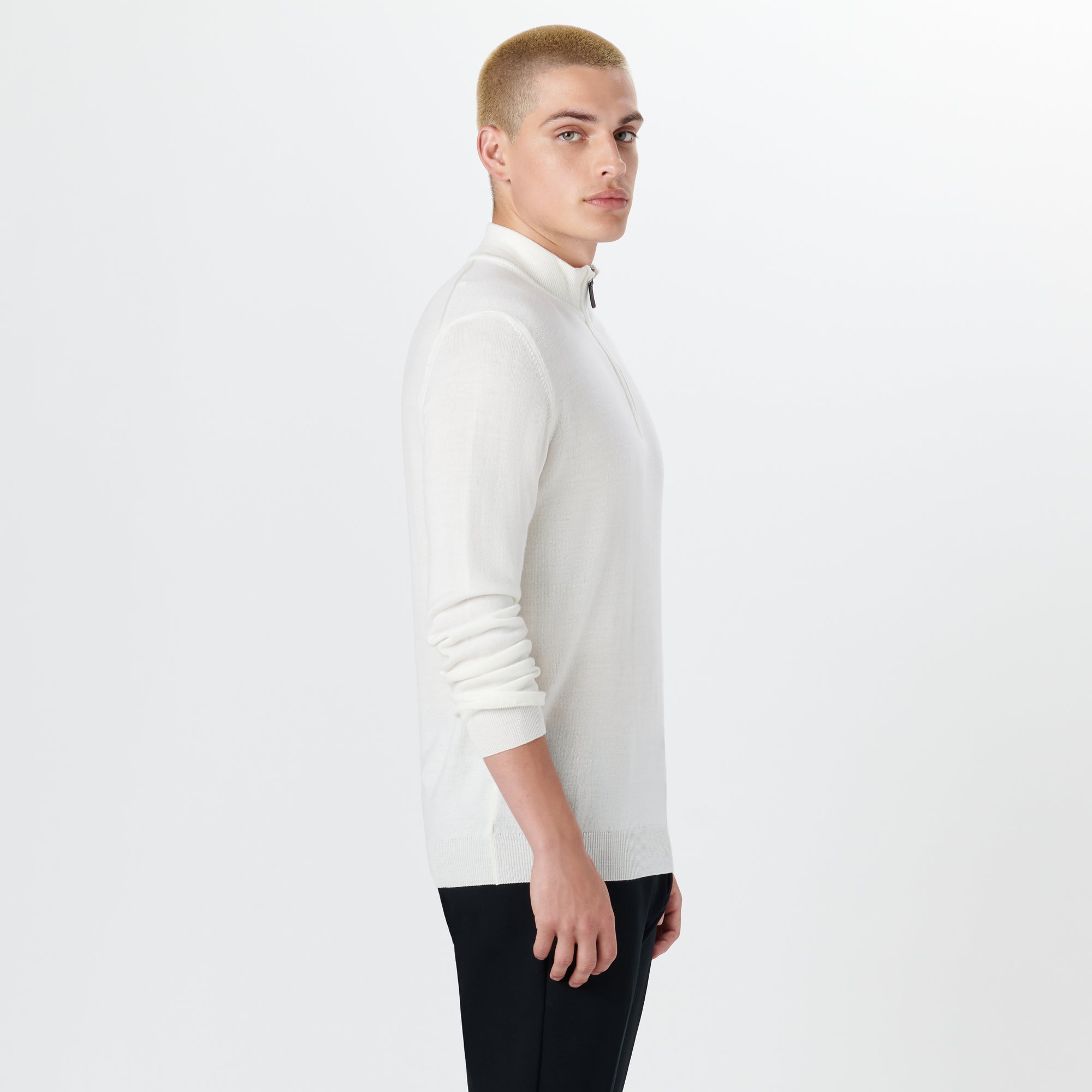 Super Merino Solid Quarter Zip Sweater