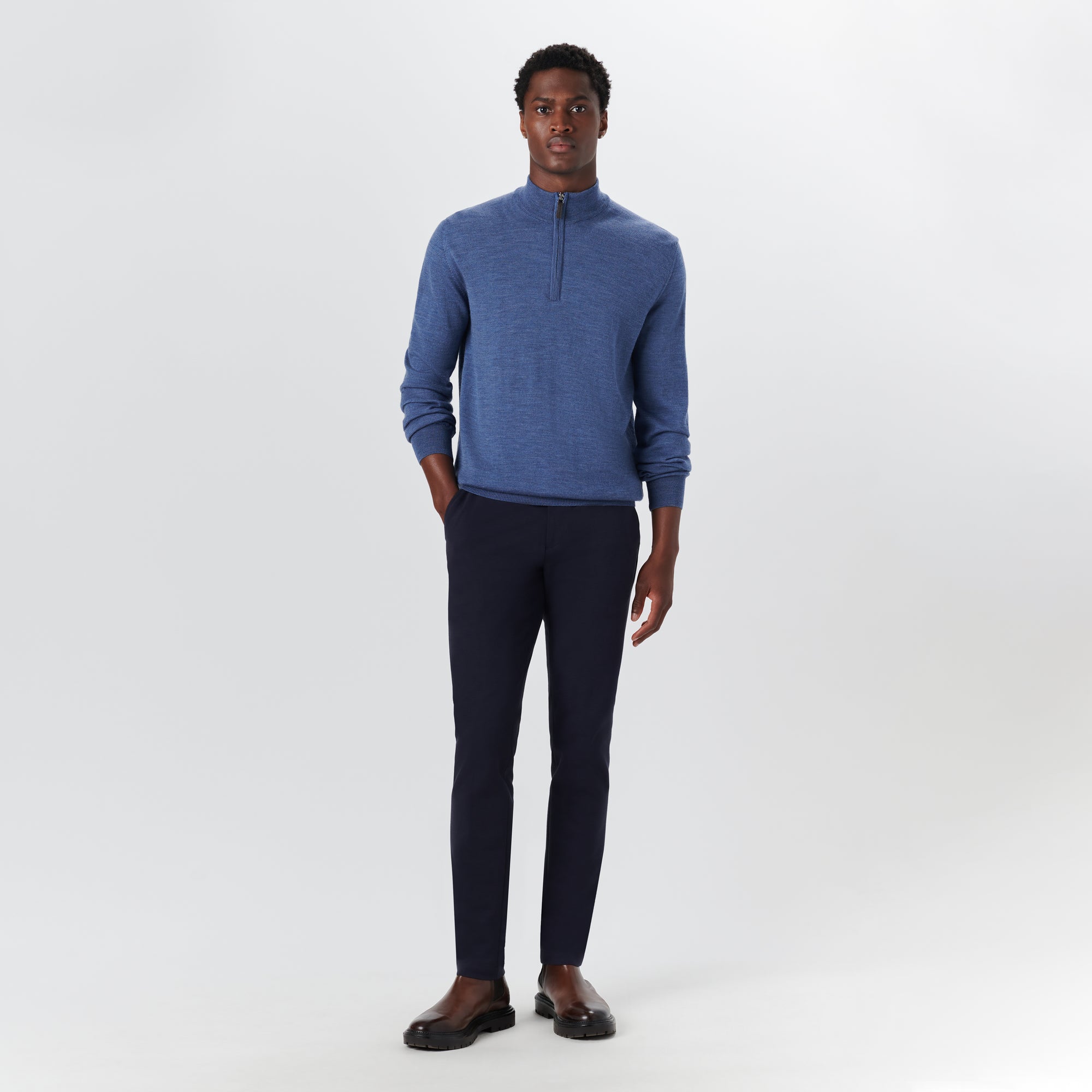 Super Merino Solid Quarter Zip Sweater
