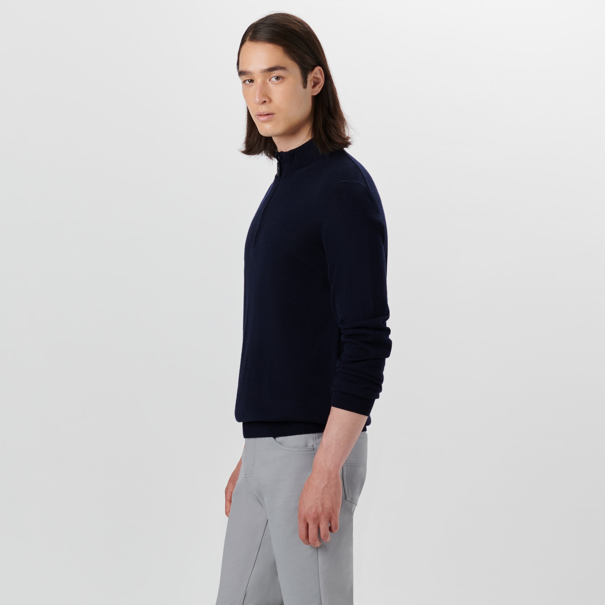 Super Merino Solid Quarter Zip Sweater