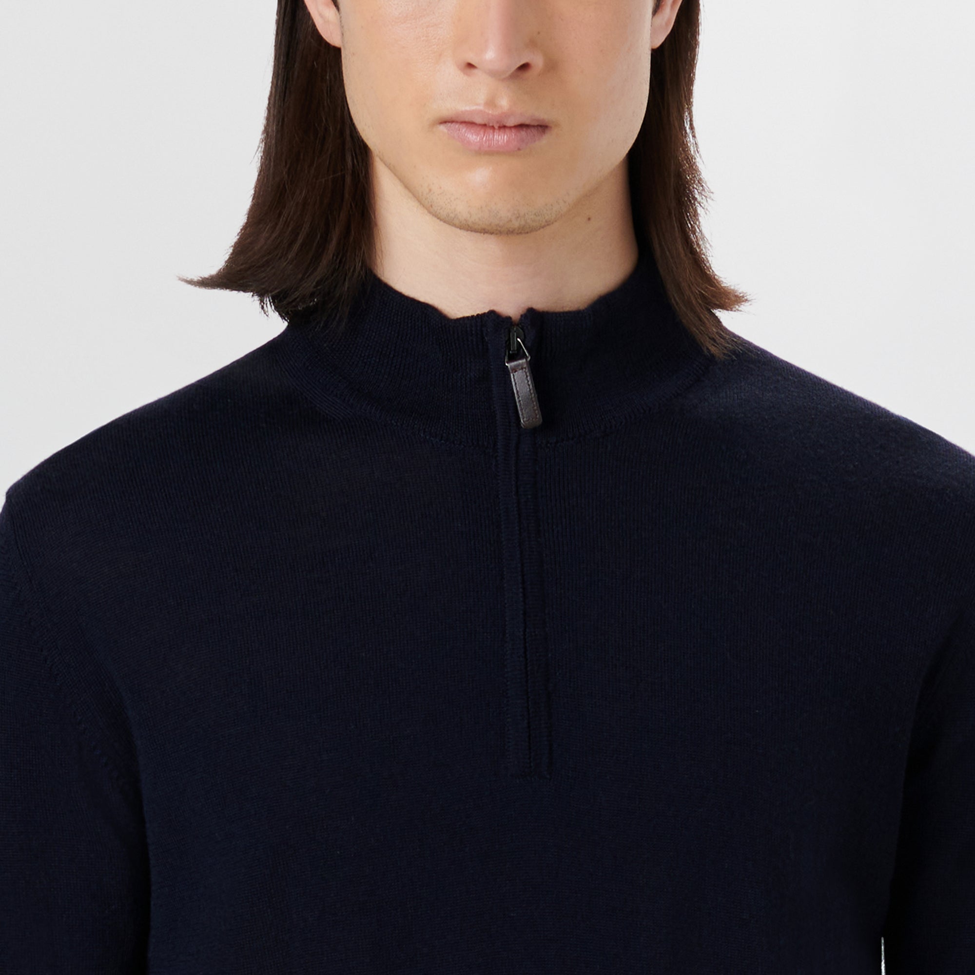 Super Merino Solid Quarter Zip Sweater