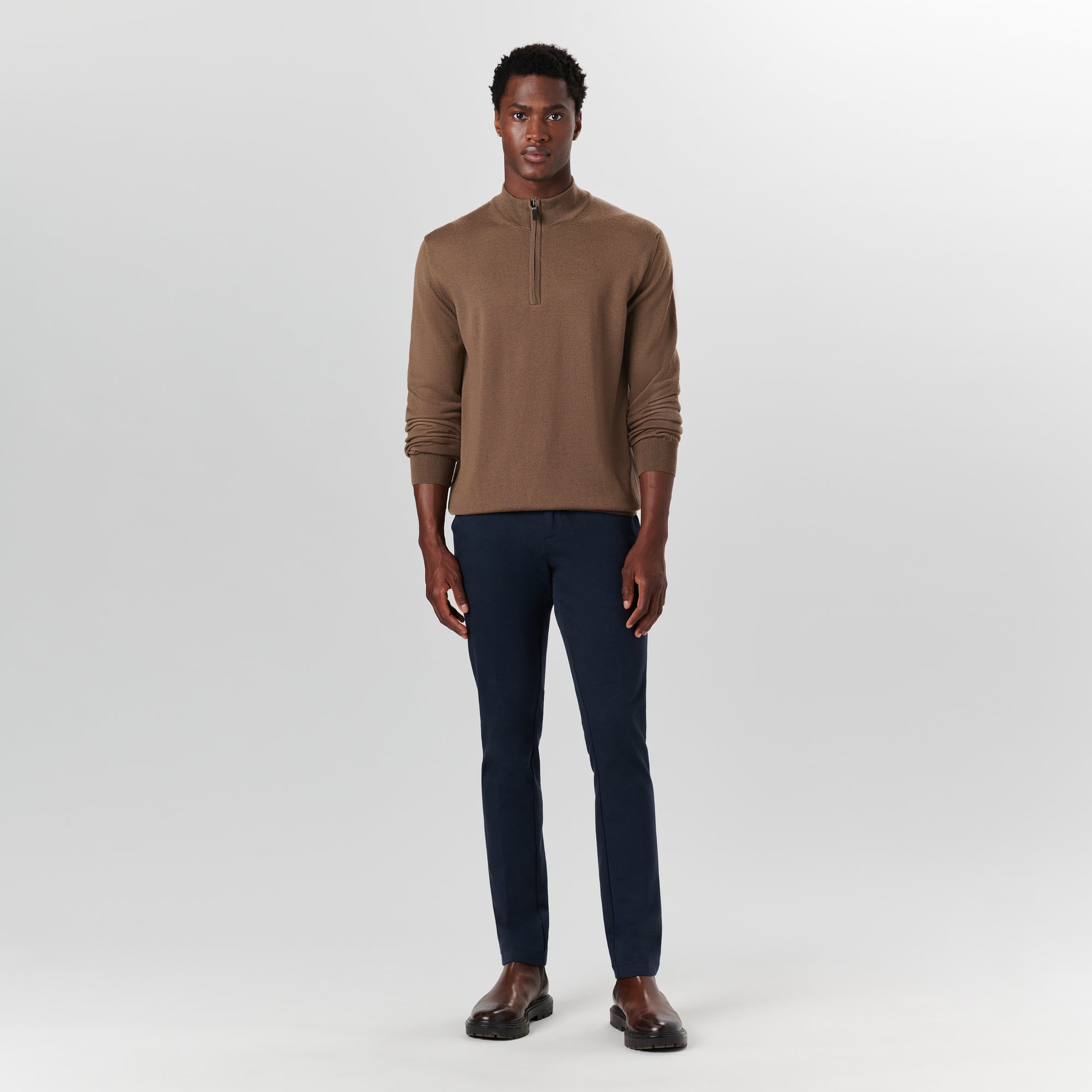 Super Merino Solid Quarter Zip Sweater