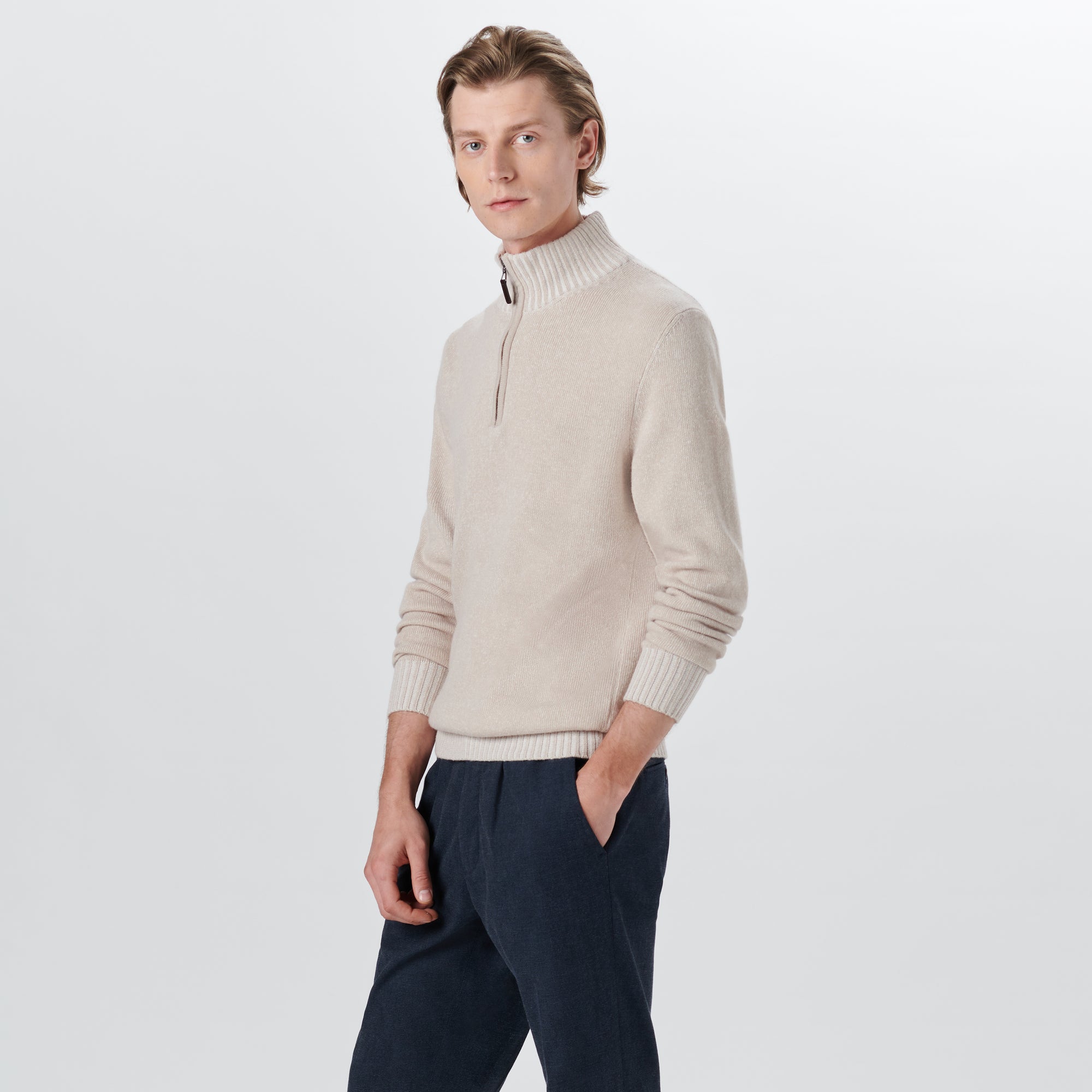 Solid Quarter Zip Pullover Sweater