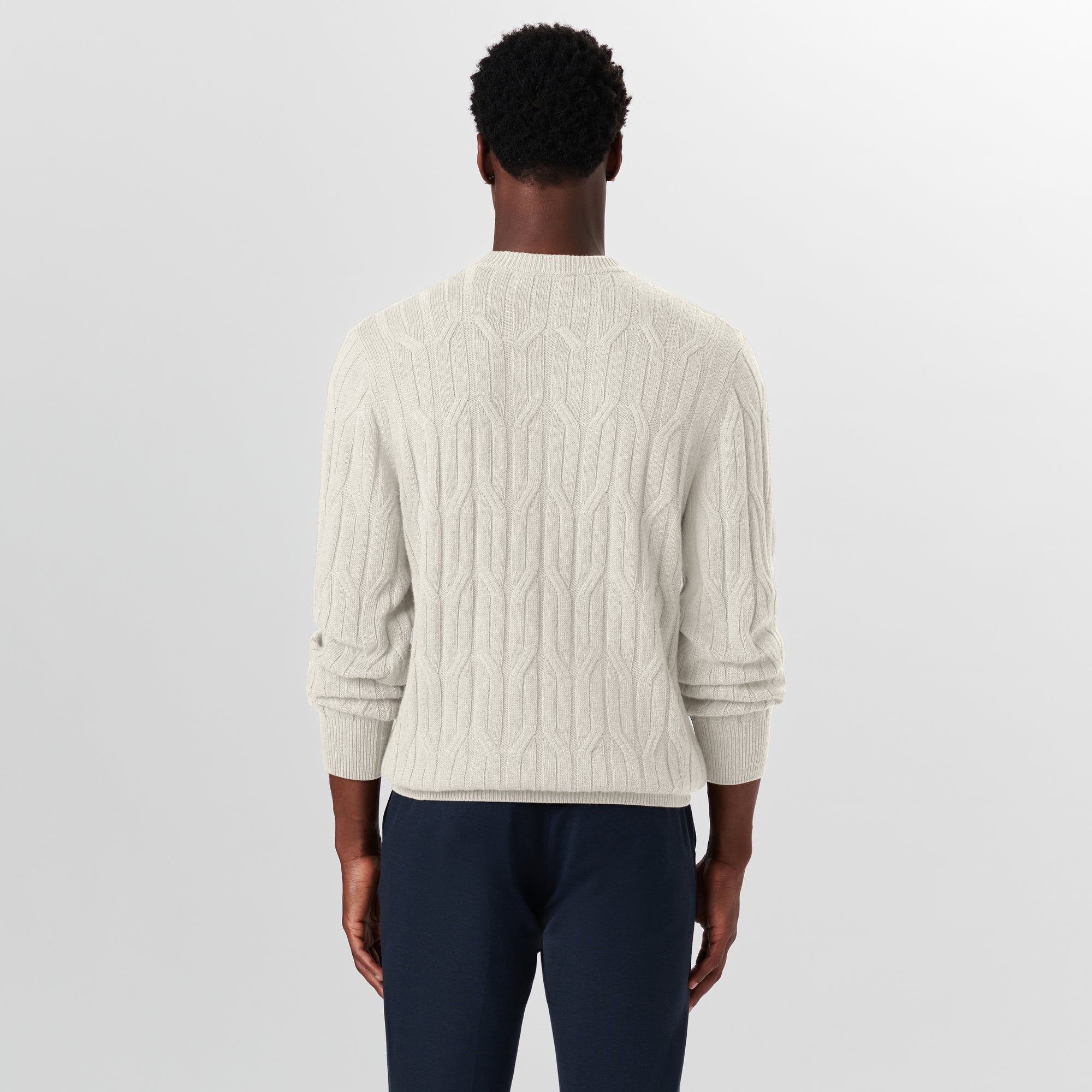 Crew Neck Cable Jacquard Sweater