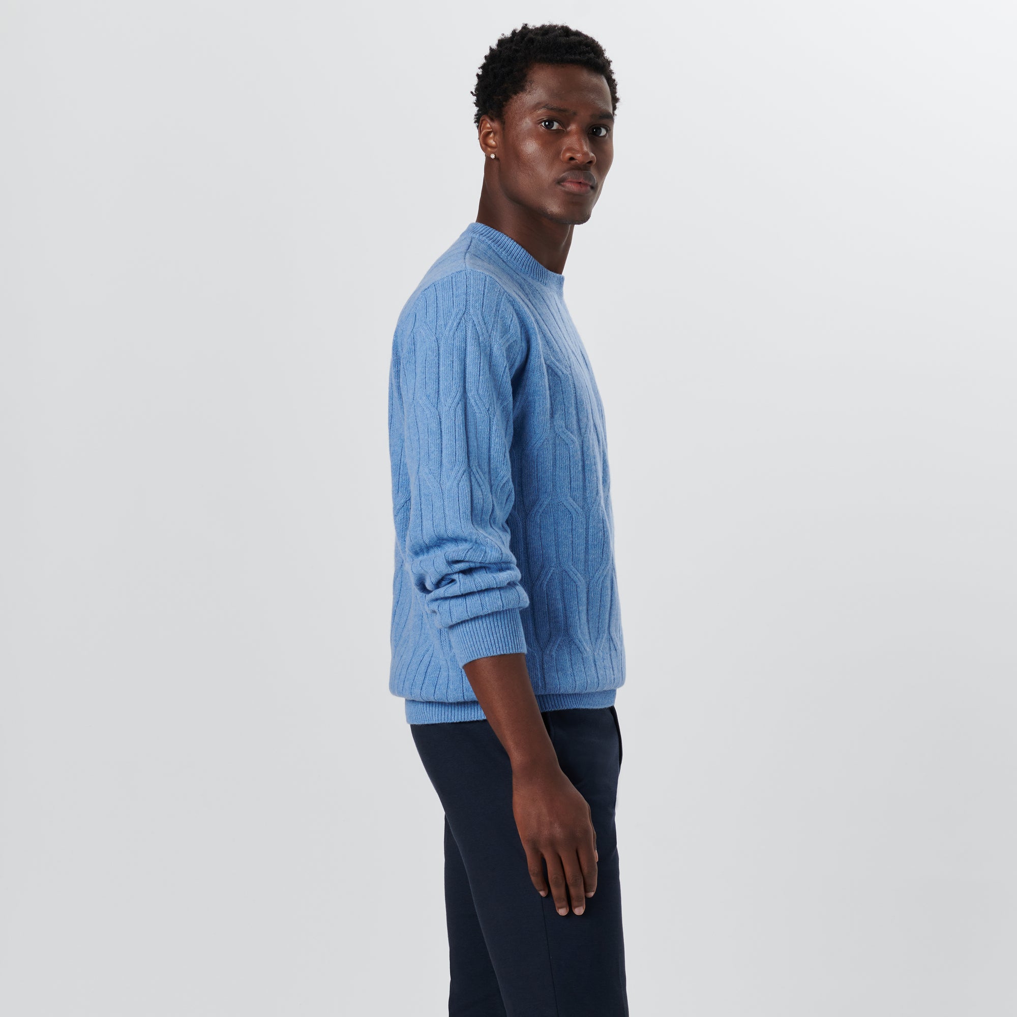 Crew Neck Cable Jacquard Sweater