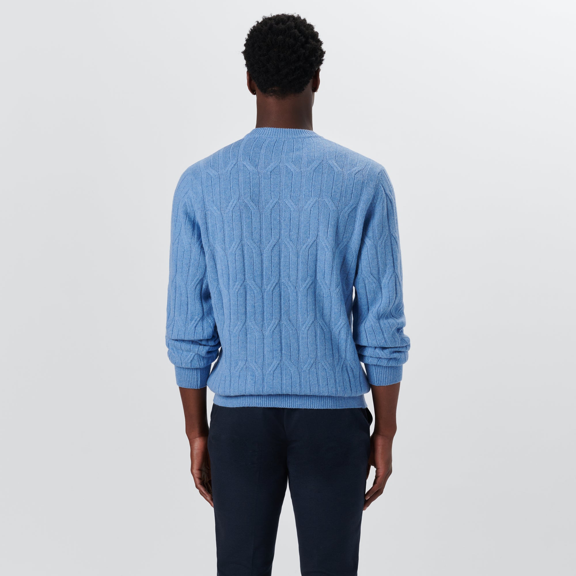 Crew Neck Cable Jacquard Sweater