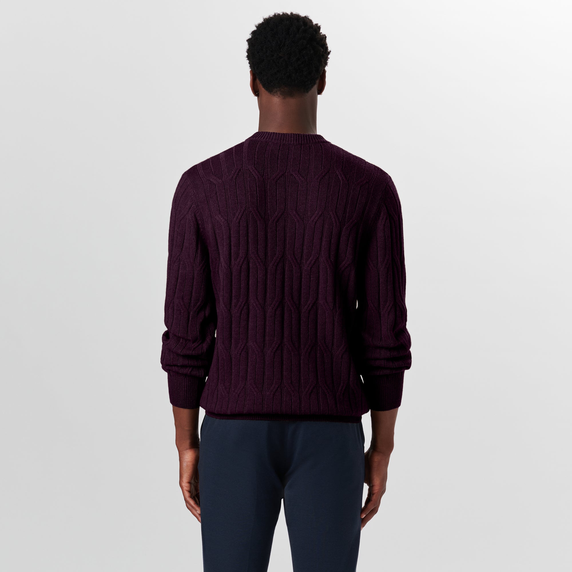 Crew Neck Cable Jacquard Sweater