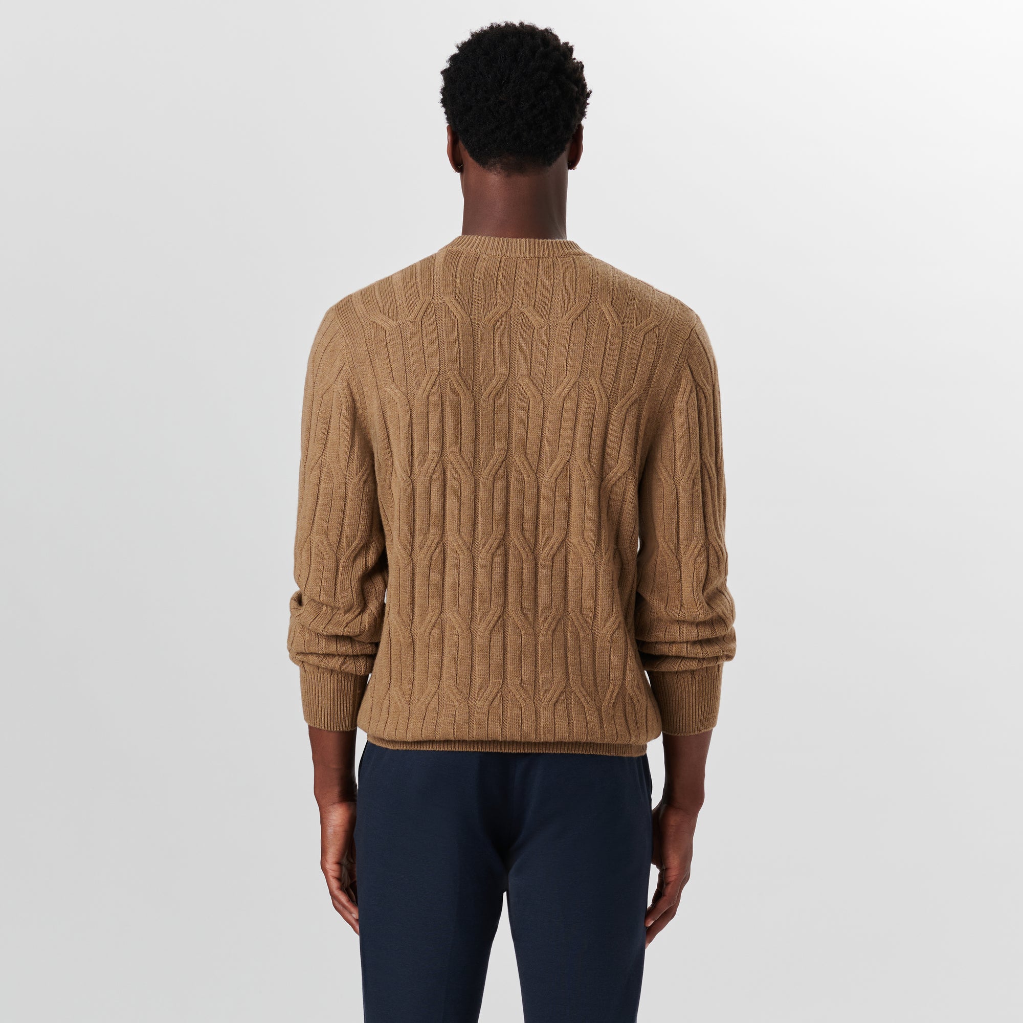 Crew Neck Cable Jacquard Sweater