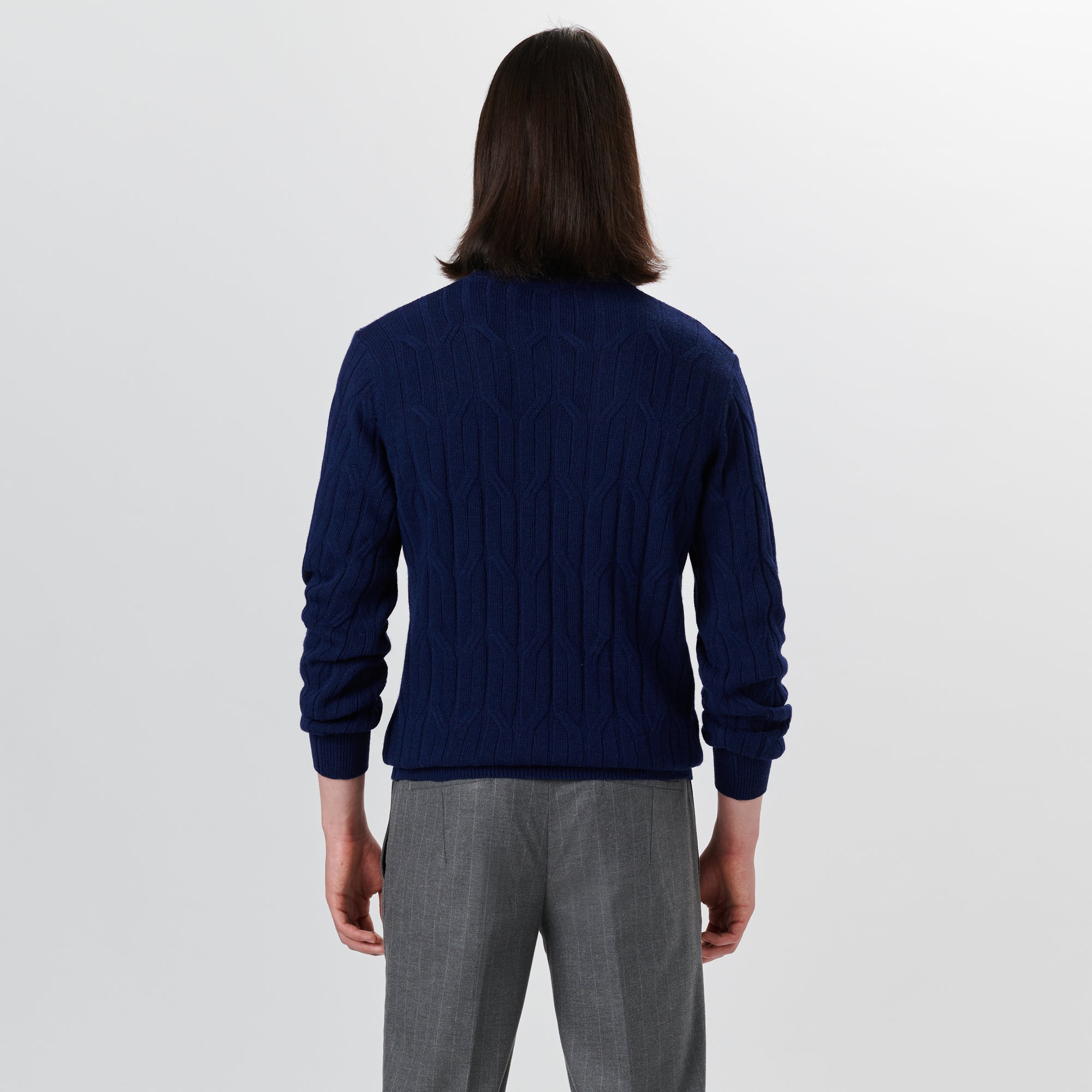 Turtle Neck Cable Jacquard Sweater