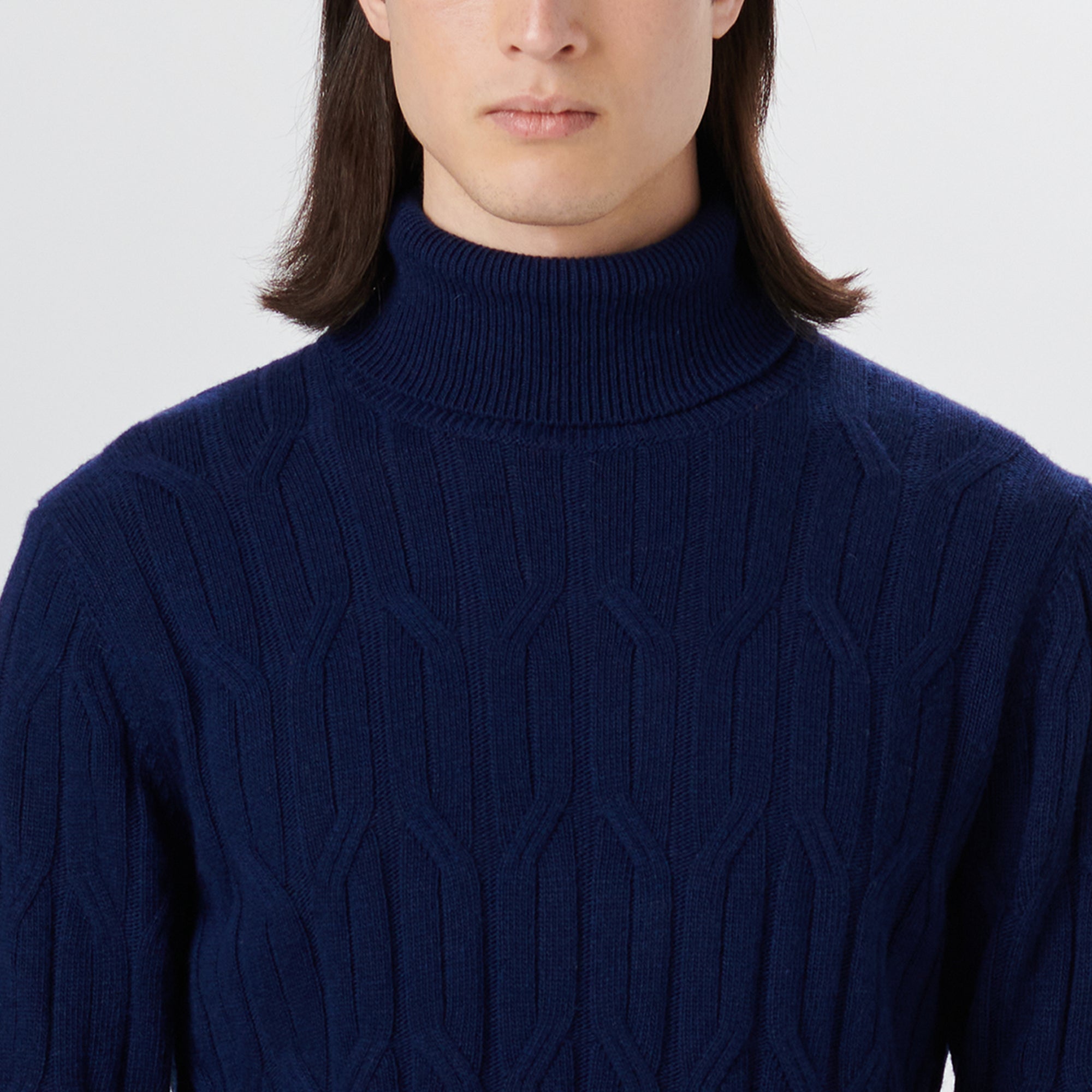 Turtle Neck Cable Jacquard Sweater