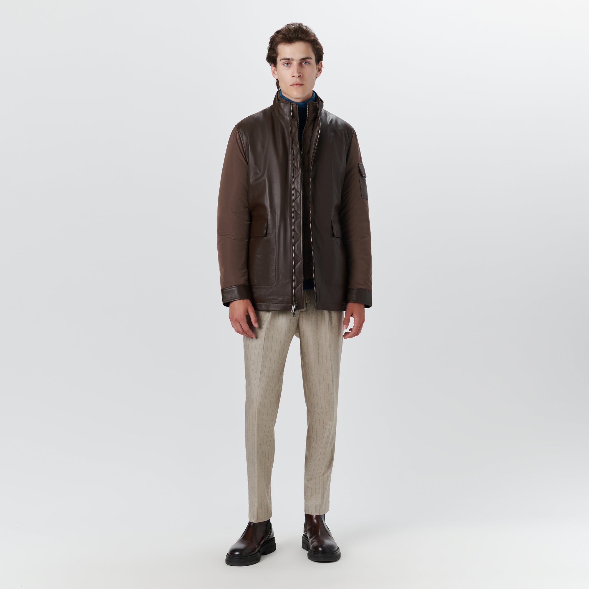 Leather Jacket with Removable Bib