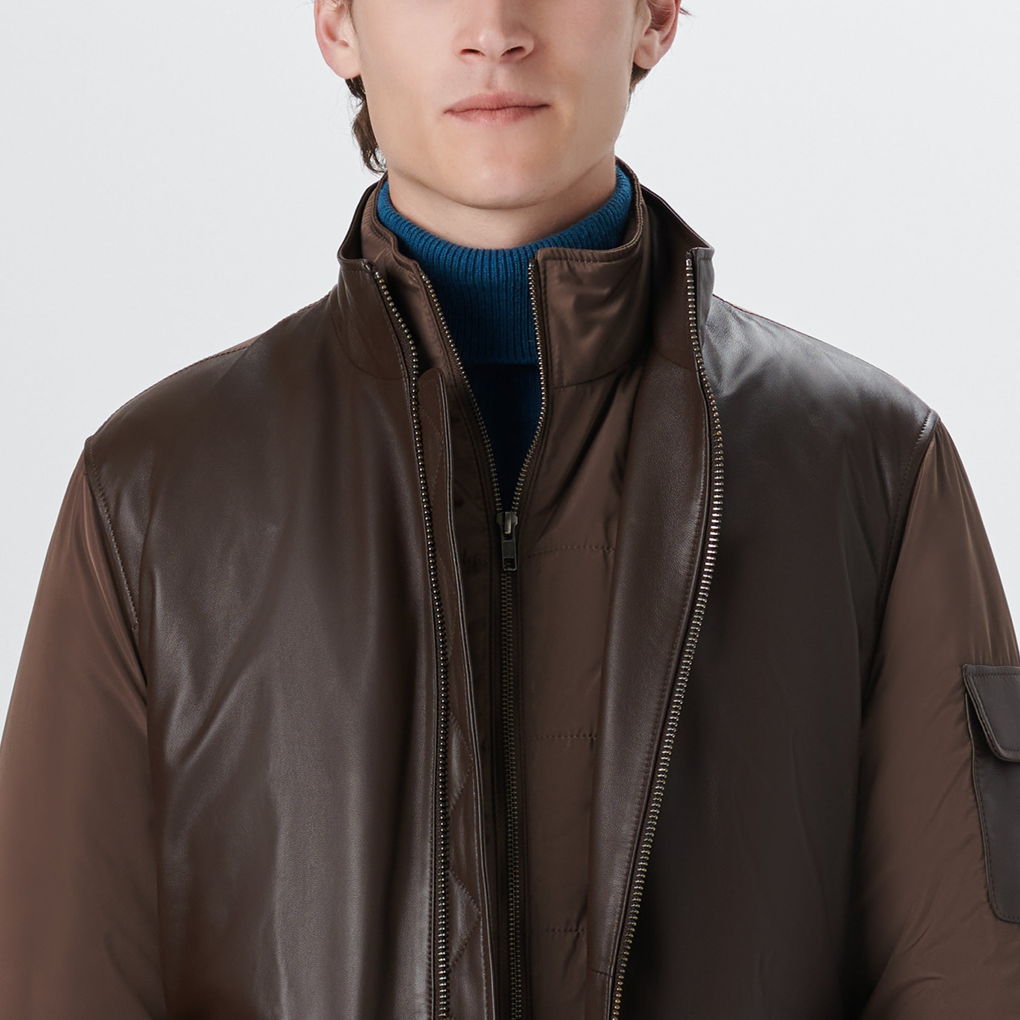 Leather Jacket with Removable Bib