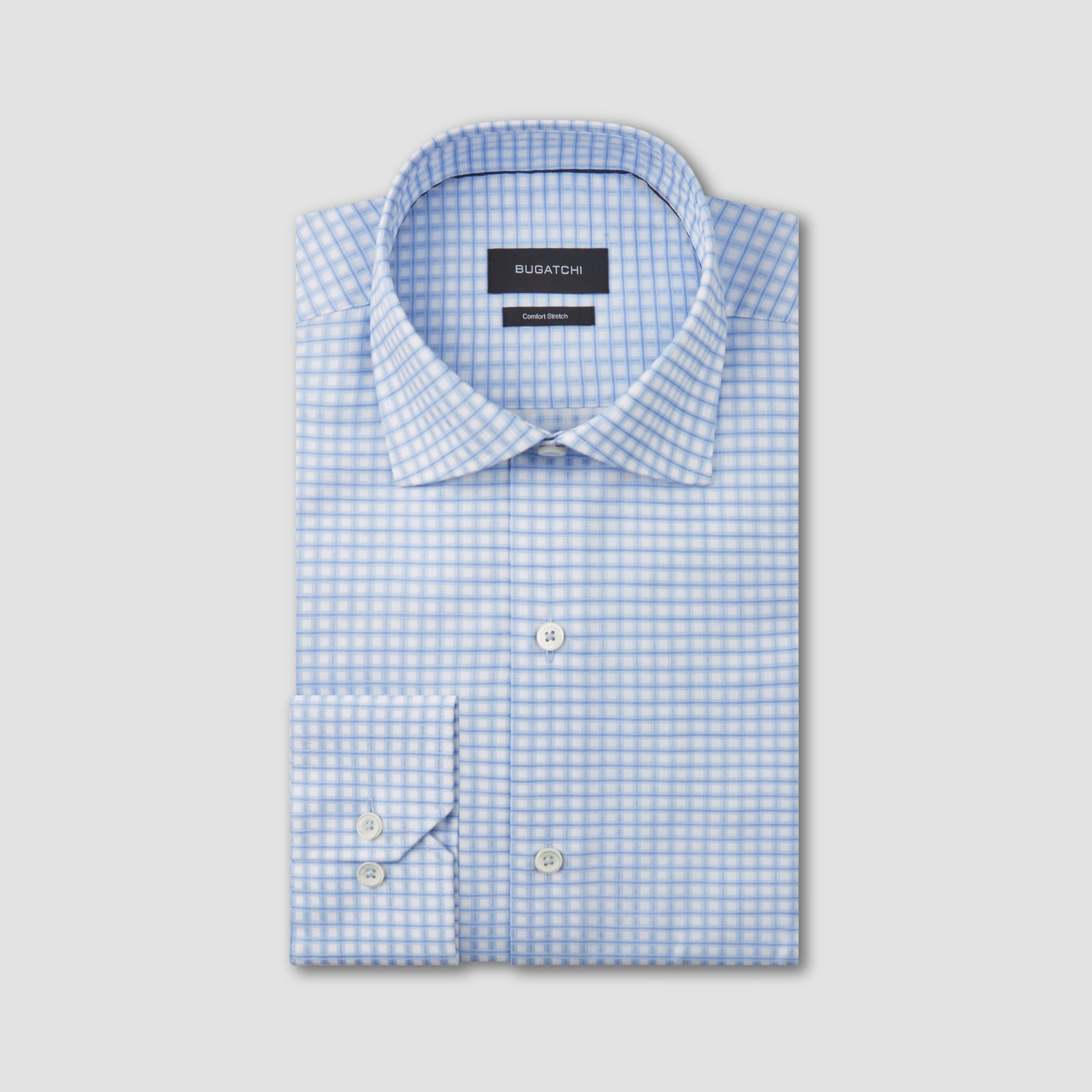 Ethan Mini Check Dress Shirt in Sky