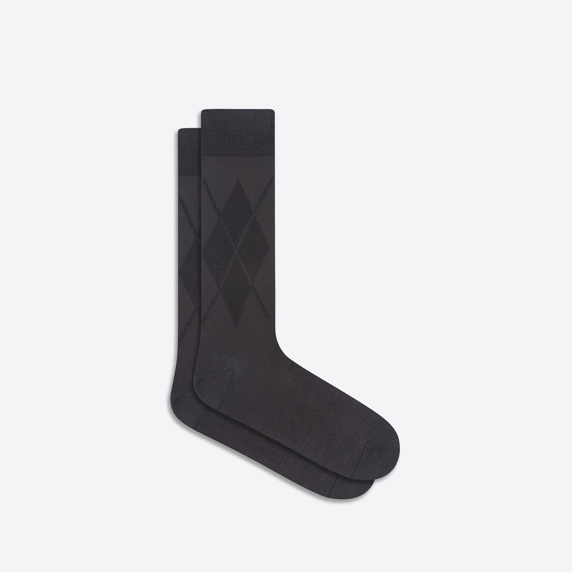 Tonal Diamond Check Mid-Calf Socks