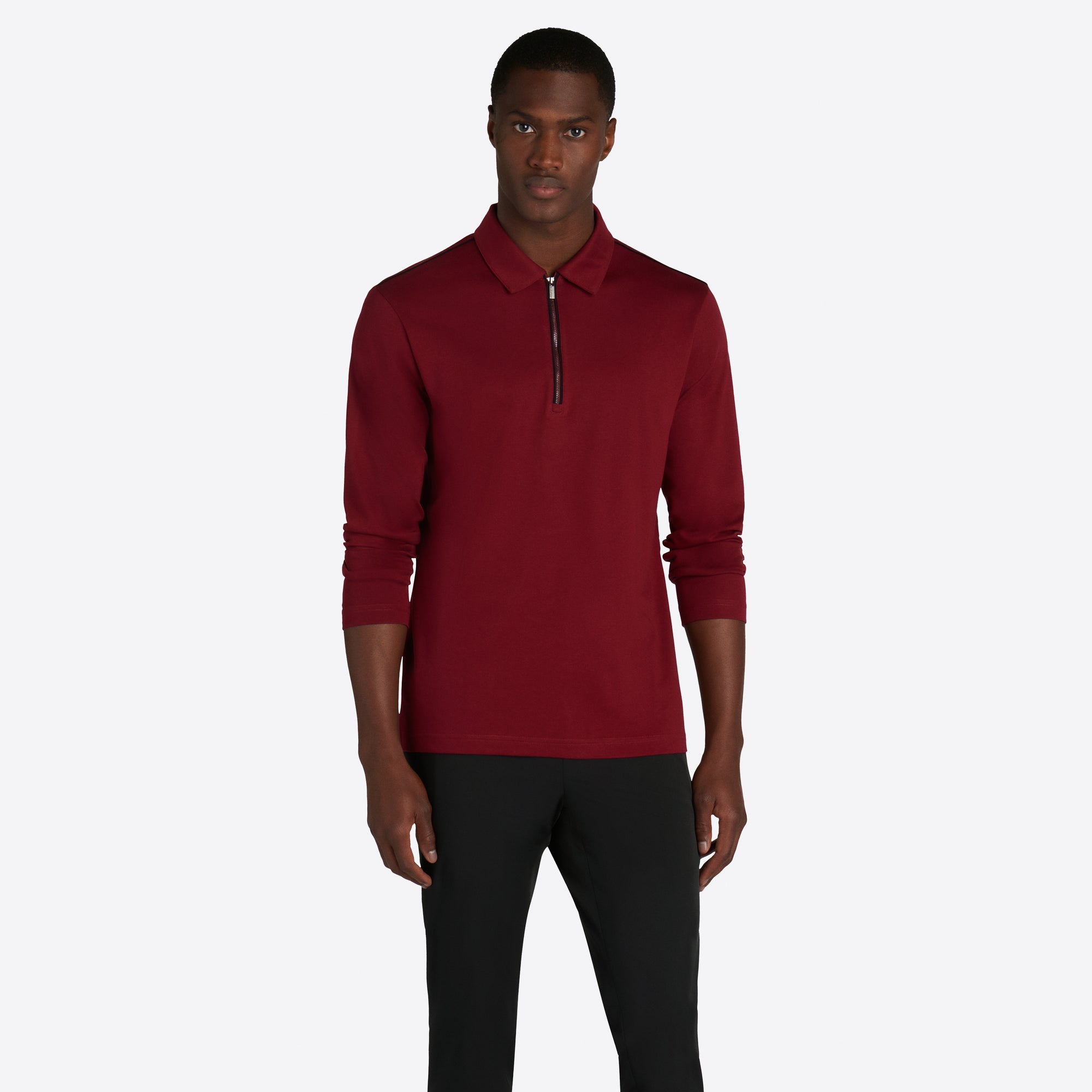 Solid Long Sleeve Quarter Zip Polo