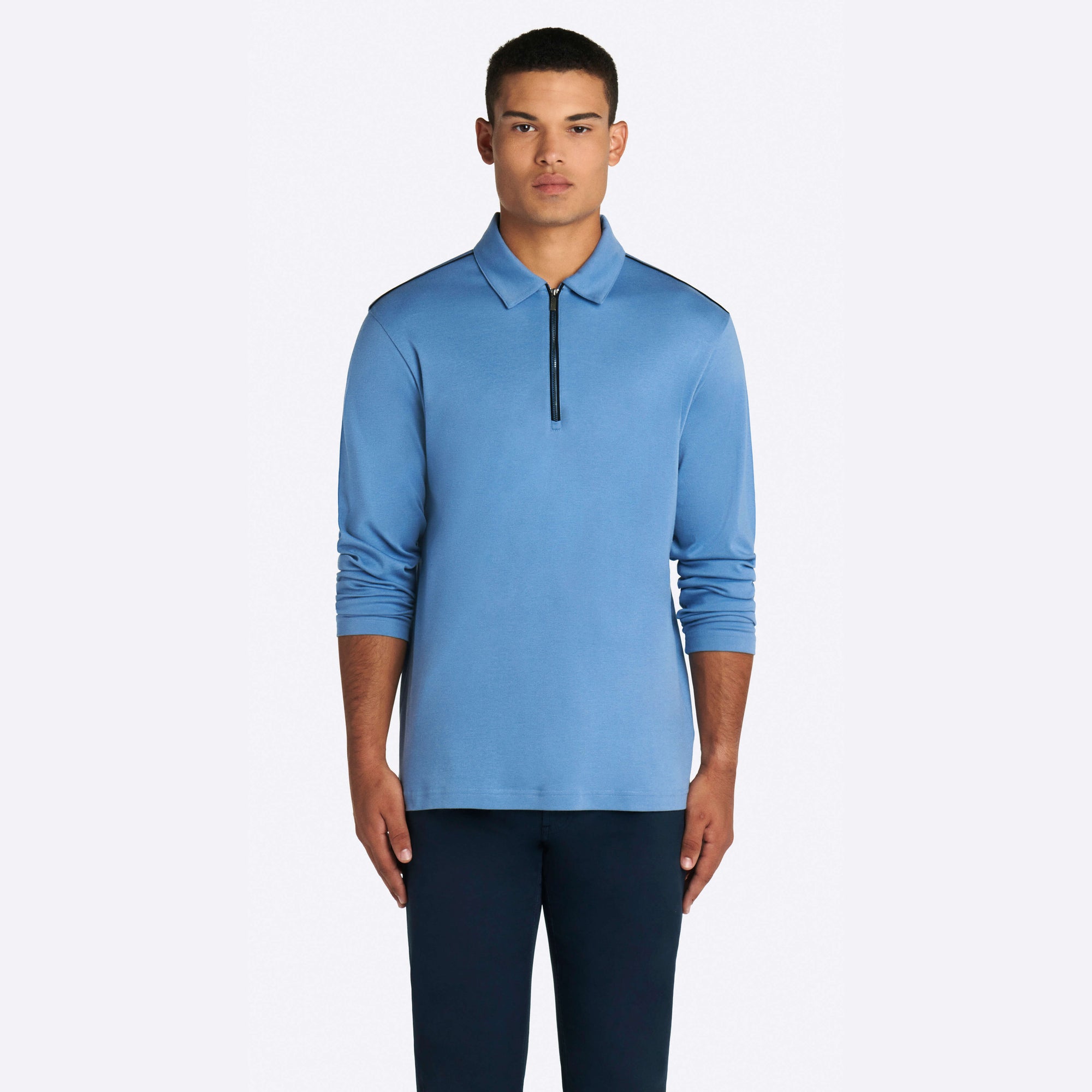 Solid Long Sleeve Quarter Zip Polo