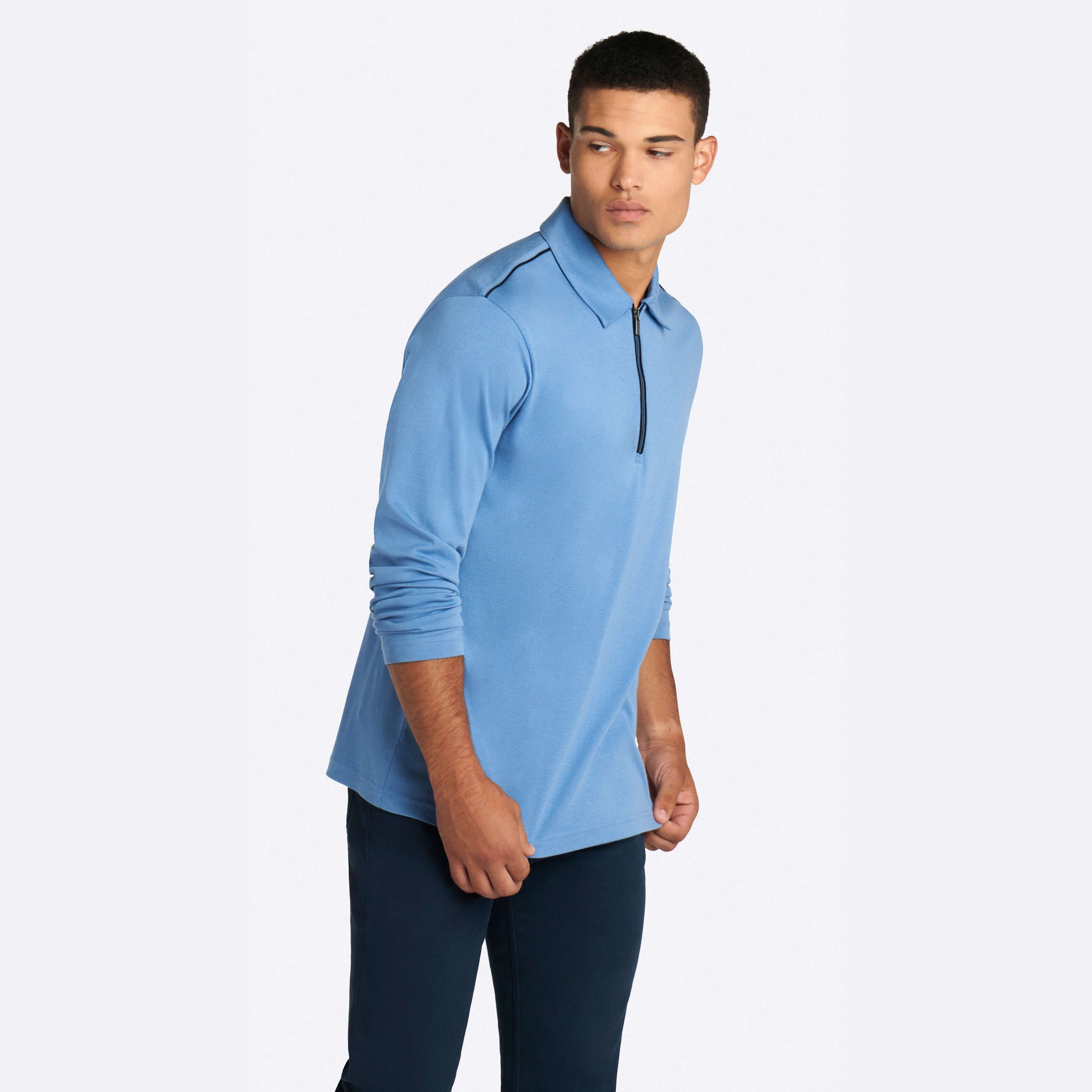 Solid Long Sleeve Quarter Zip Polo