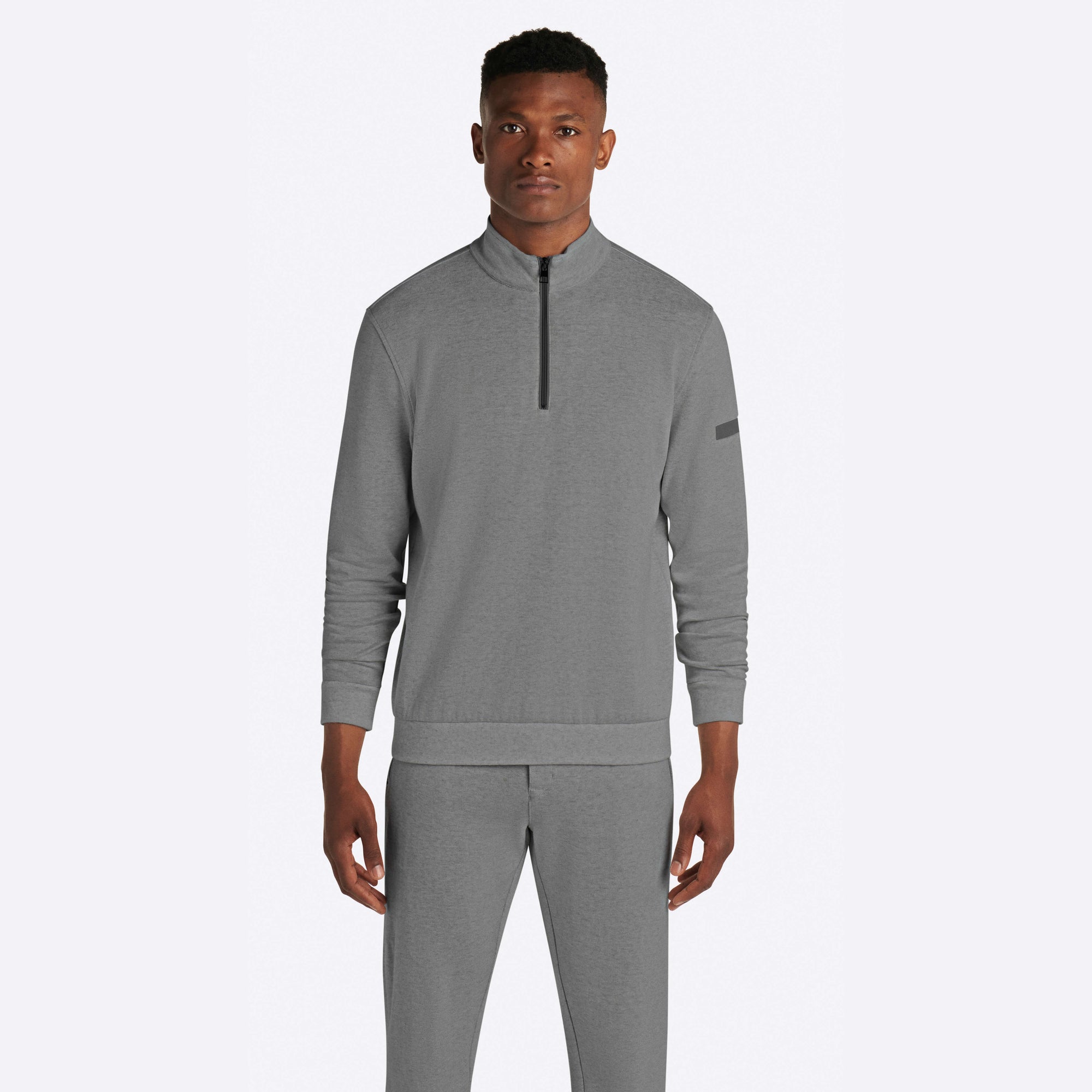 COMFORT Solid Heather Quarter Zip Mock Neck Pullover