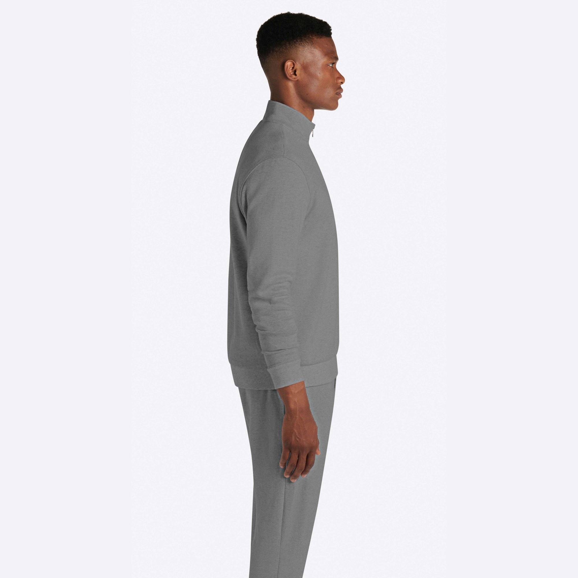 COMFORT Solid Heather Quarter Zip Mock Neck Pullover