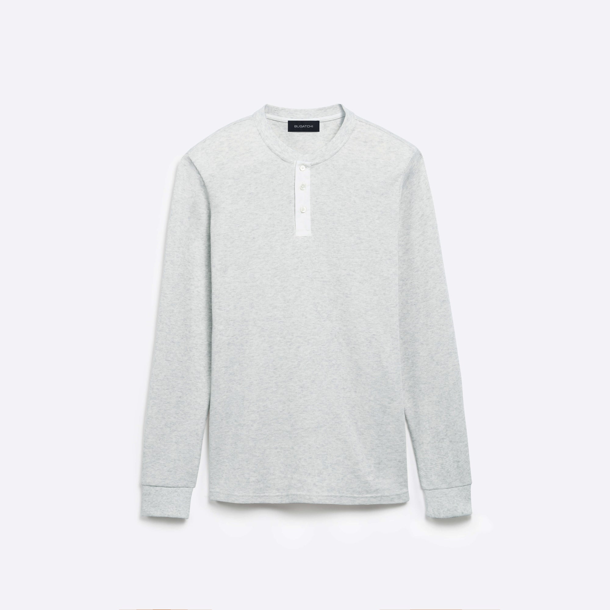 COMFORT Heather Waffle Knit Three Button Henley