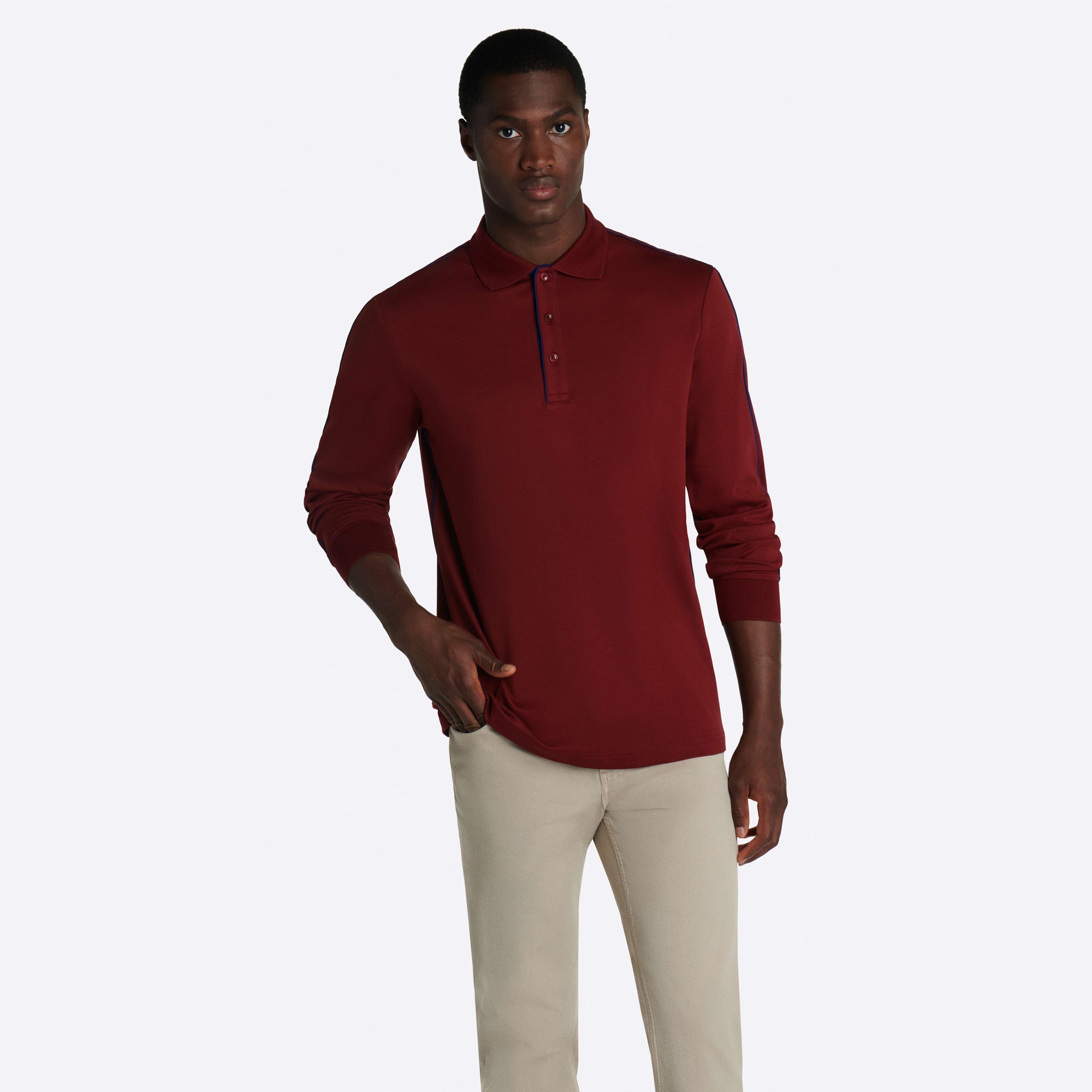 Solid Long Sleeve Polo