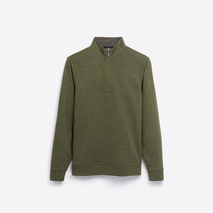 Heather and Bird's Eye Reversible Quarter Zip Mock Neck