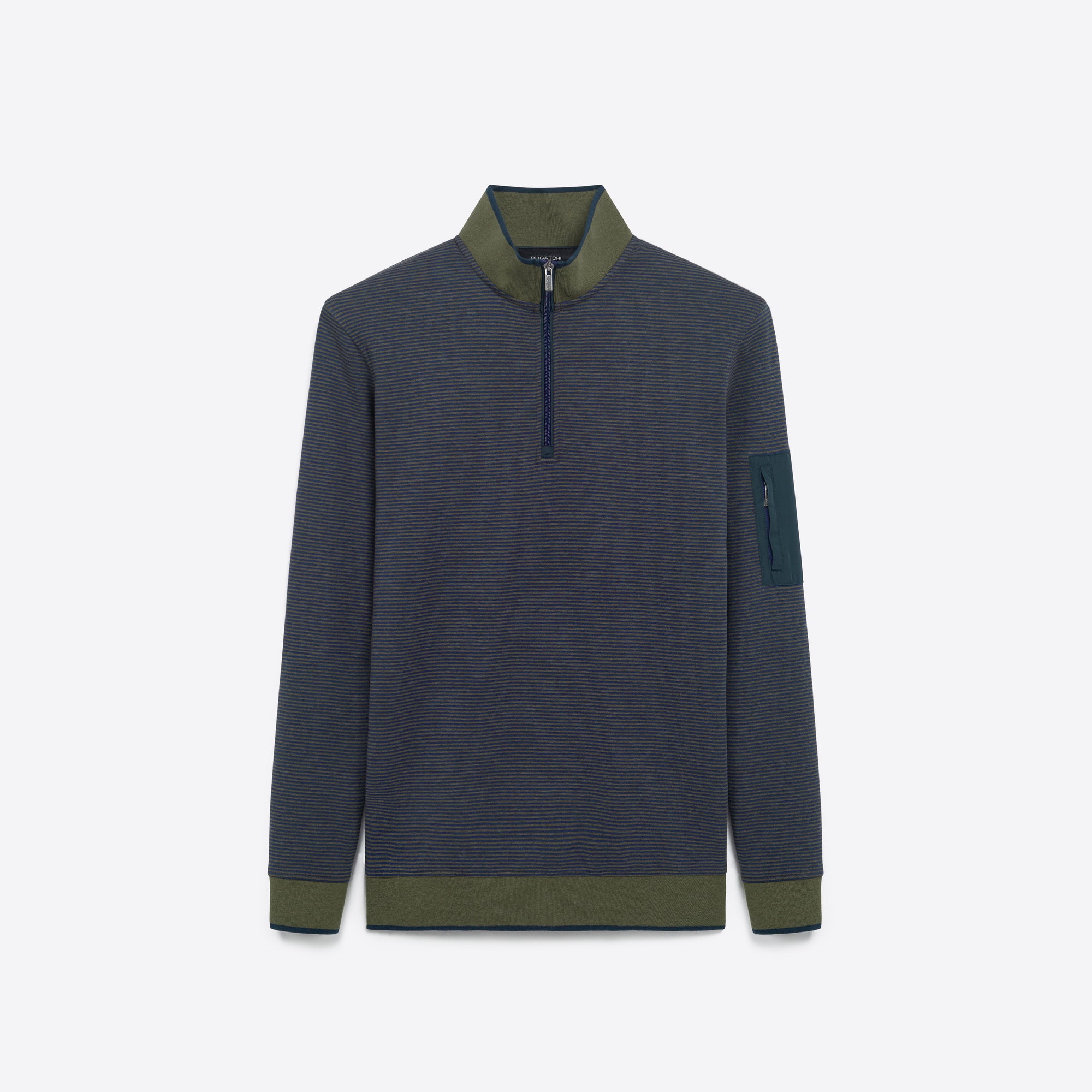 Striped Quarter Zip Mock Neck Pullover